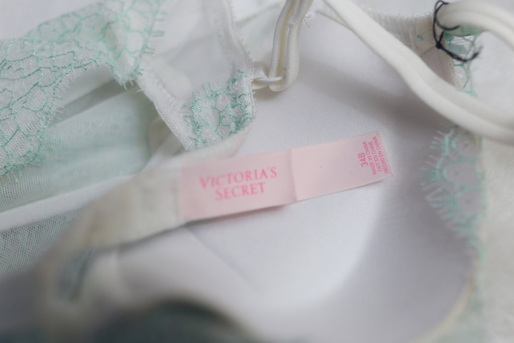 Victoria's Secret 34B Boned Corset Babydoll with Garter Straps White Blue