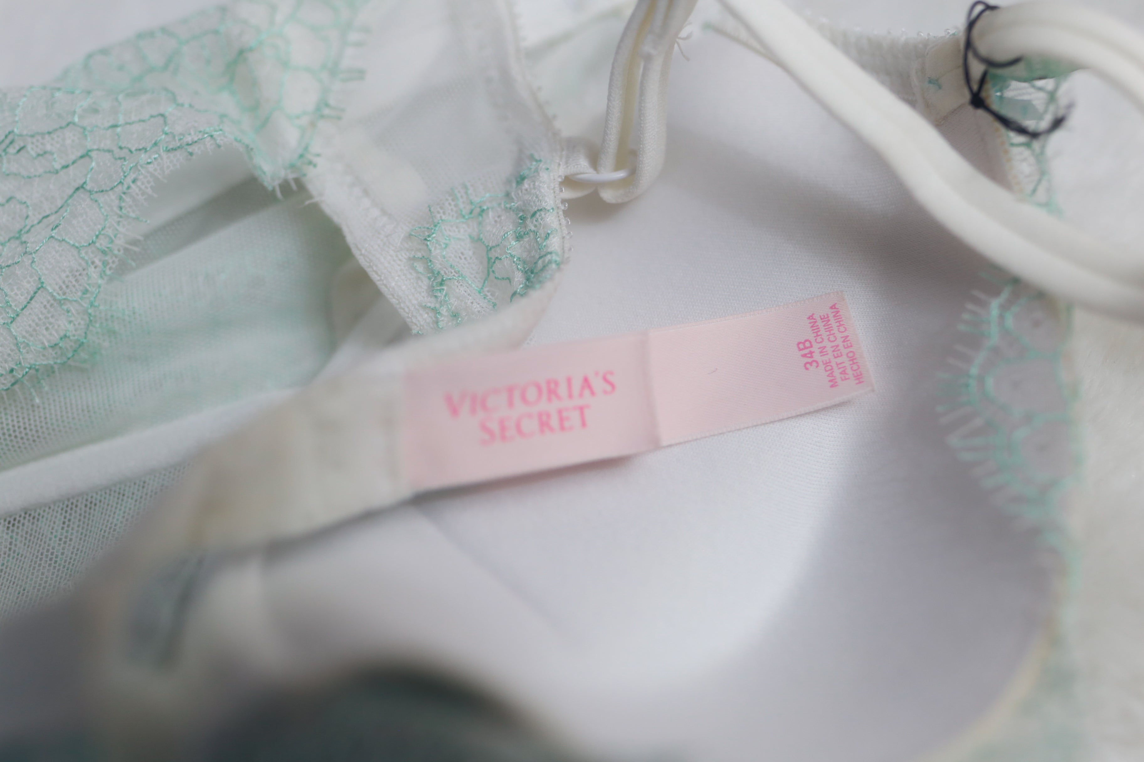 Victoria's Secret 34B Boned Corset Babydoll with Garter Straps White Blue