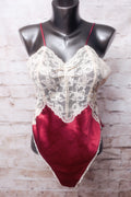 Victoria's Secret Vintage Teddy Lingerie Gold Label Red Satin Lace Medium