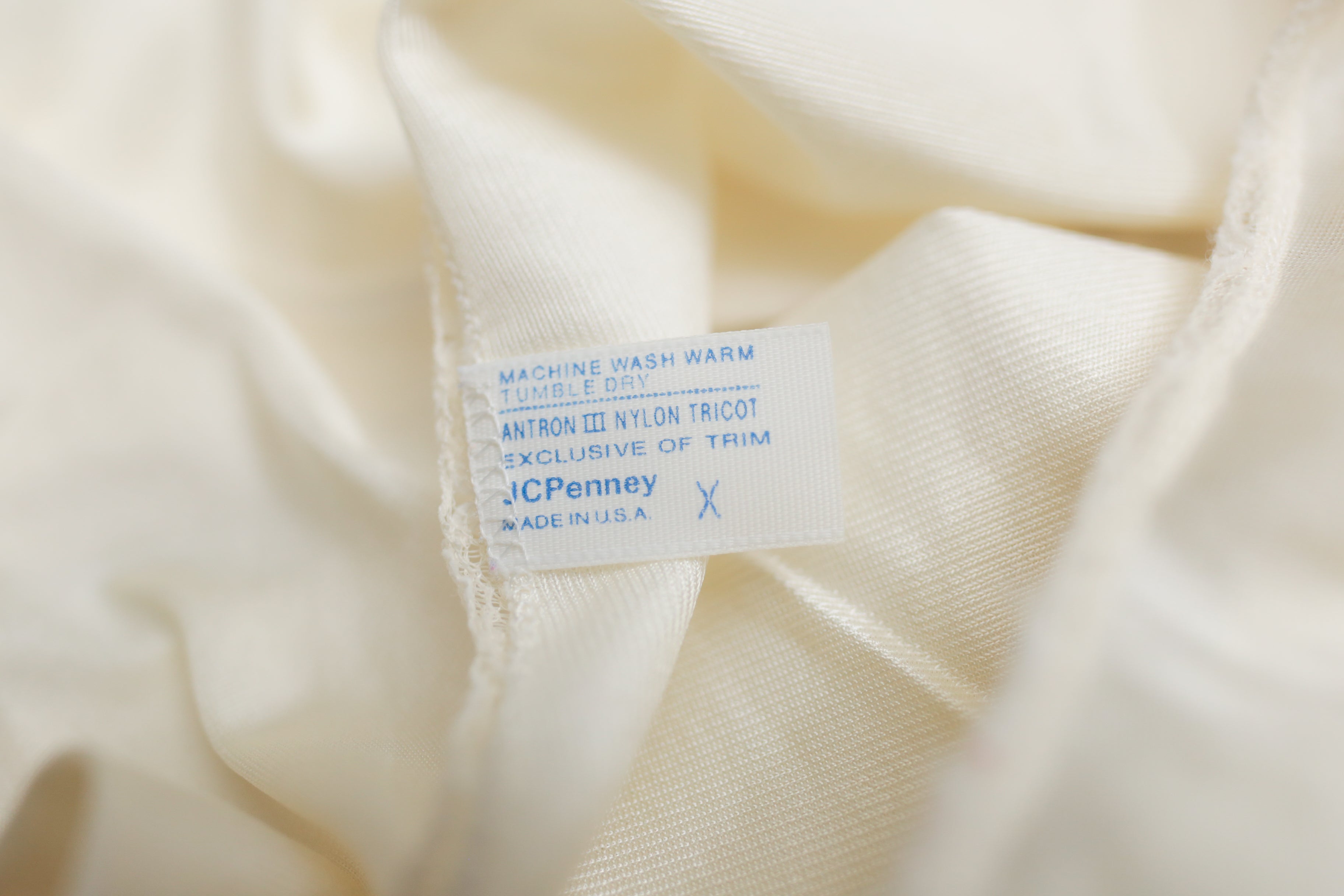 JCPenney Vintage Camisole Nightie Lingerie USA-made Ivory Medium