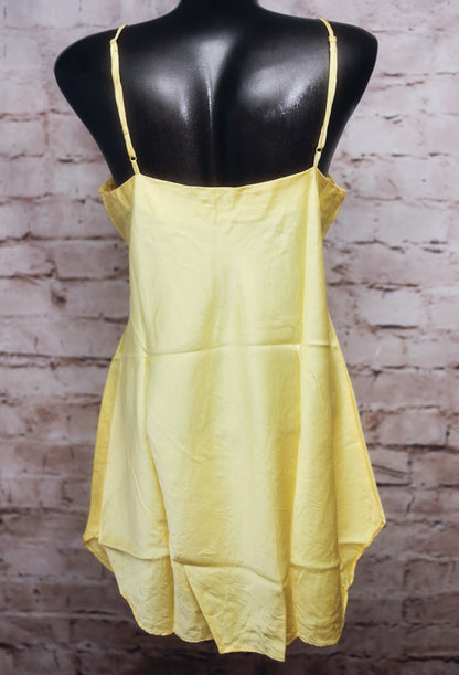 Victoria's Secret Vintage 100% Silk Chemise Cami 90s Butter Yellow Lingerie: Size Large