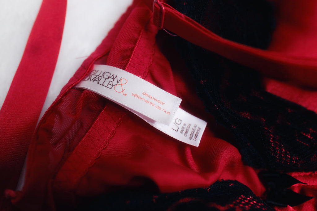 Gilligan & O'Malley Satin and Lace Babydoll Red Large