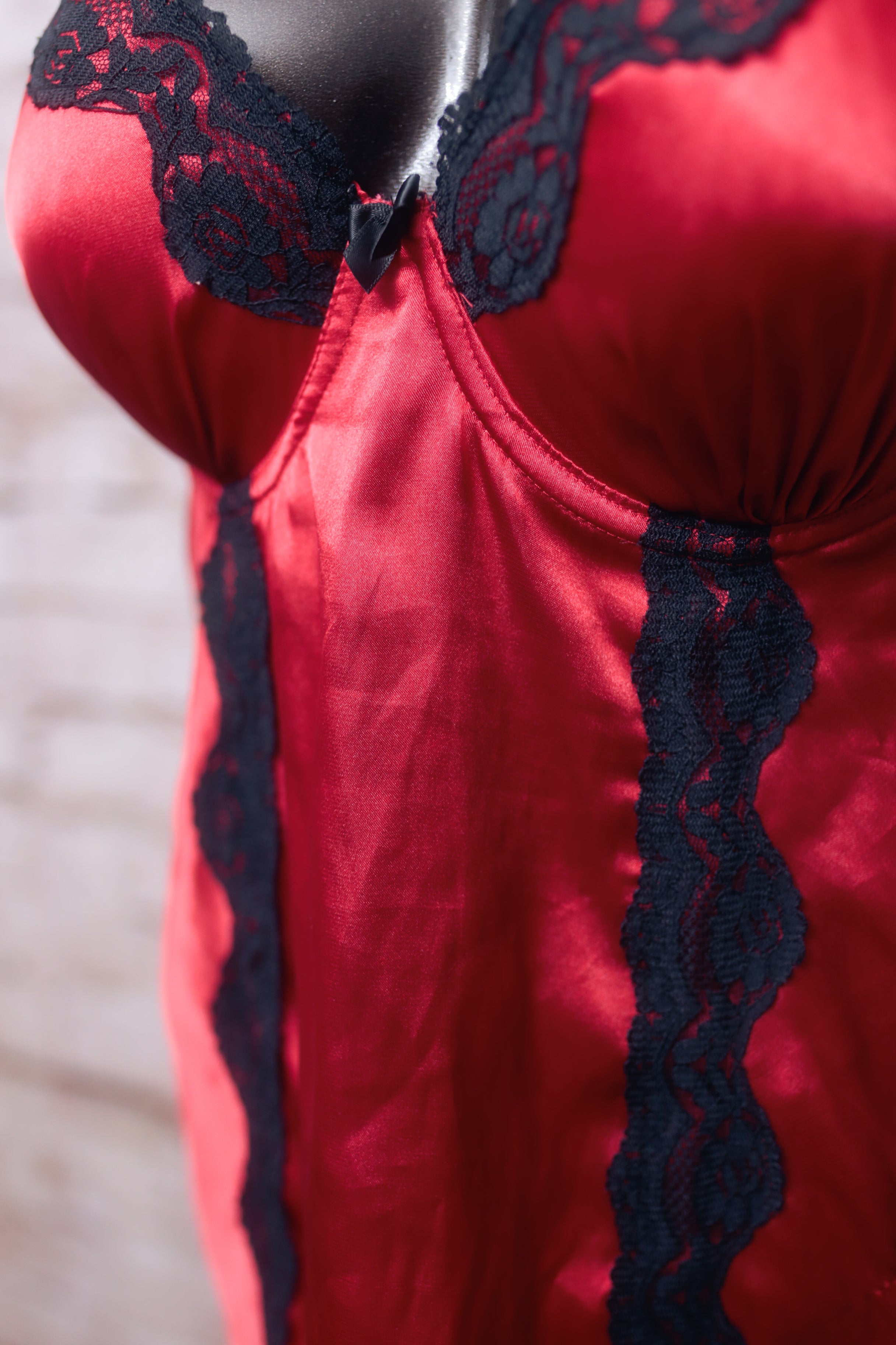 Gilligan & O'Malley Satin and Lace Babydoll Red Large