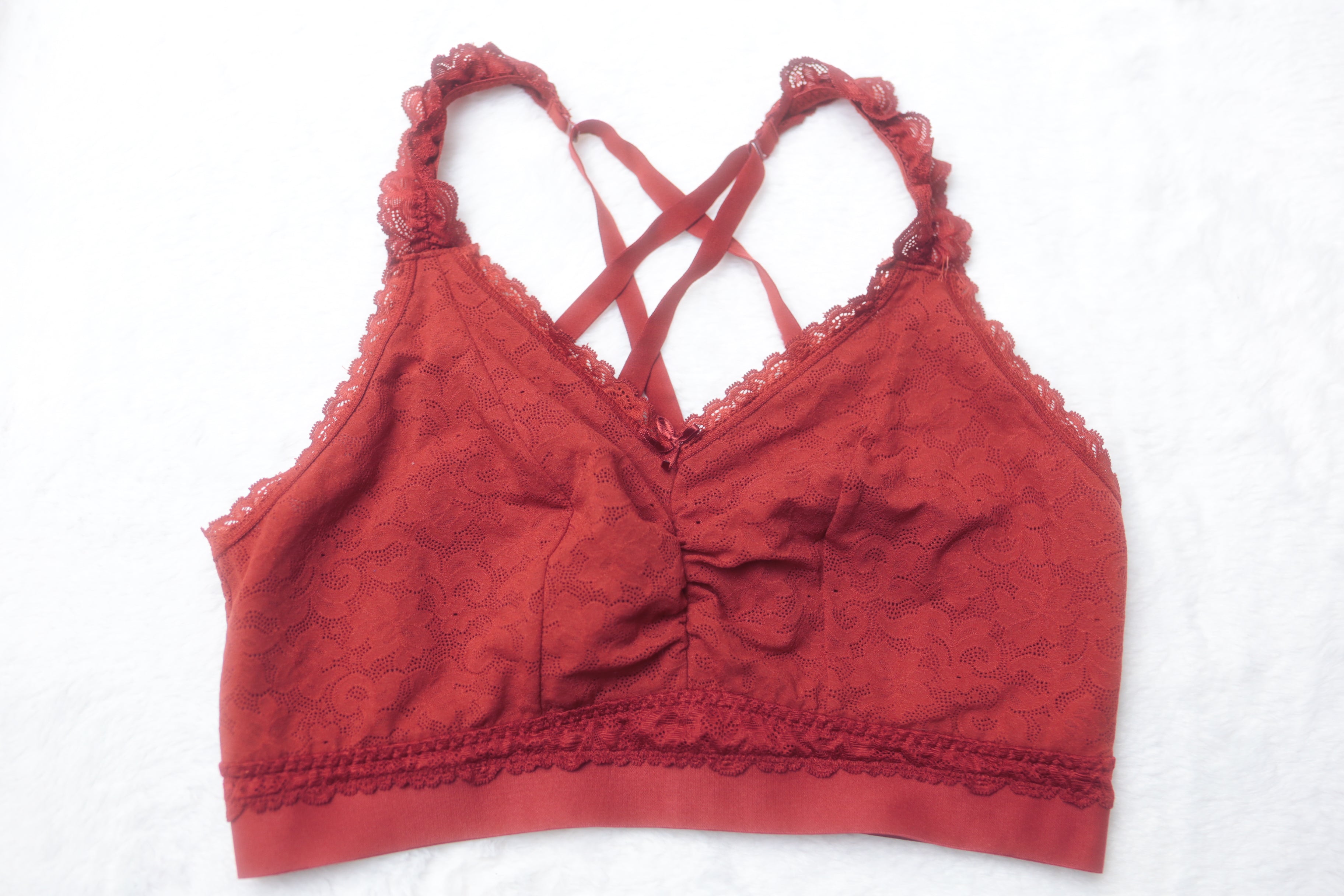 Cacique Lace Lined Bralette Red 12-14