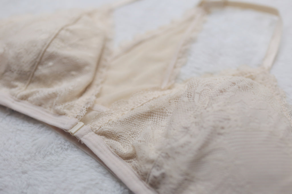 Dip Lined Lace Racerback Bralette Ivory Large