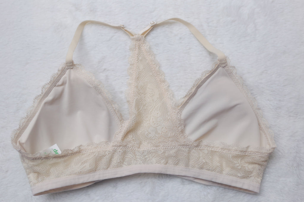 Dip Lined Lace Racerback Bralette Ivory Large