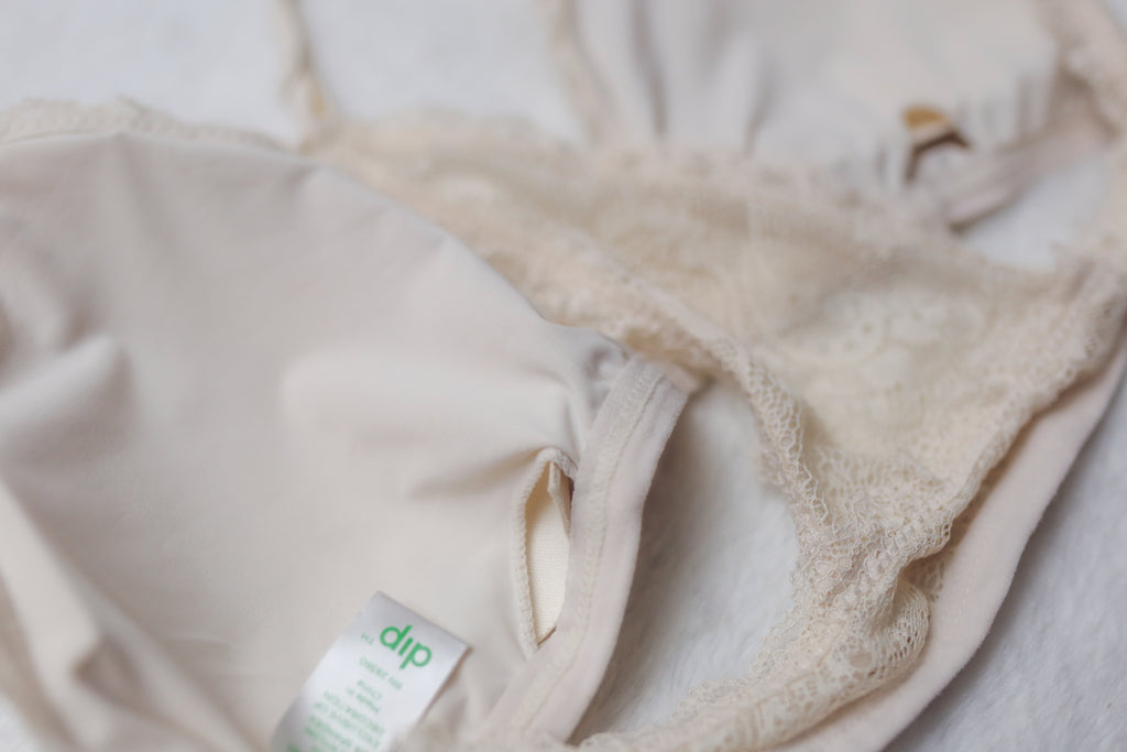 Dip Lined Lace Racerback Bralette Ivory Large