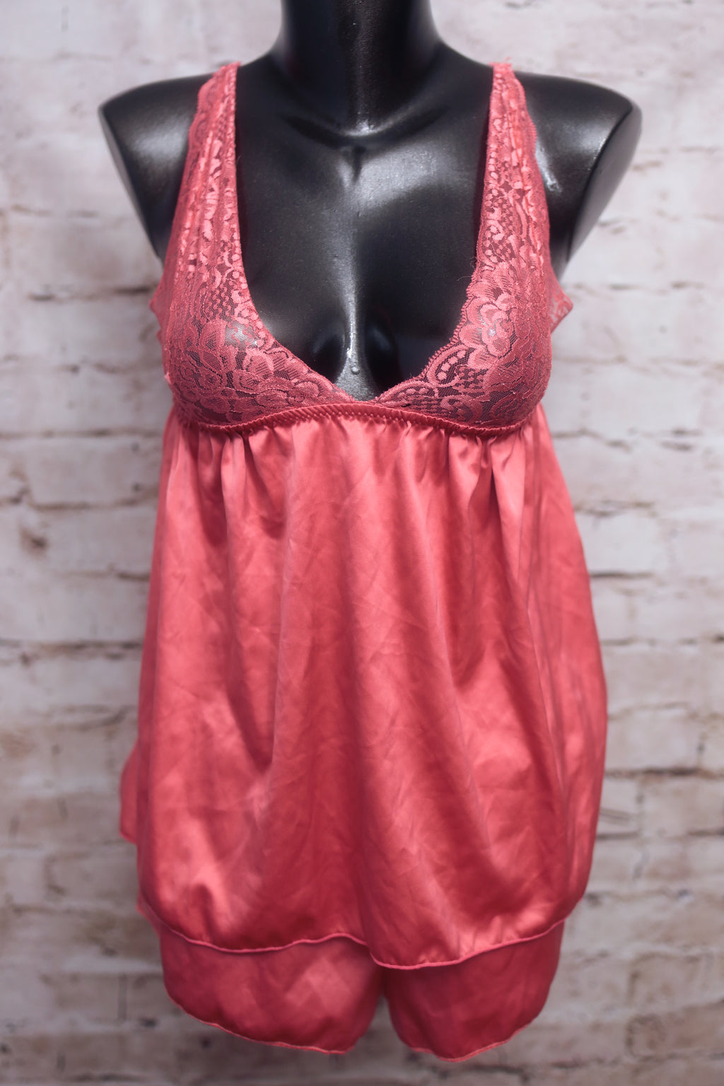 Rachel Roy Chemise and Shorts Lingerie Set Pink Large
