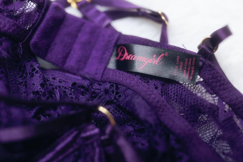 Dreamgirl Teddy with Garter Suspender Purple Lace Large