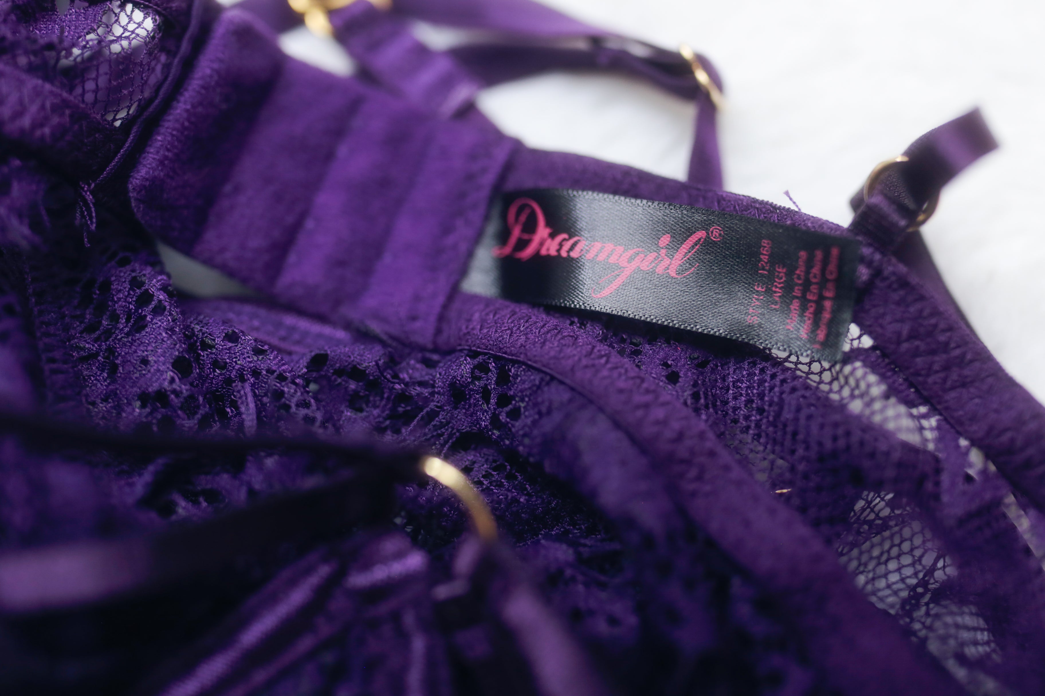 Dreamgirl Teddy with Garter Suspender Purple Lace Large