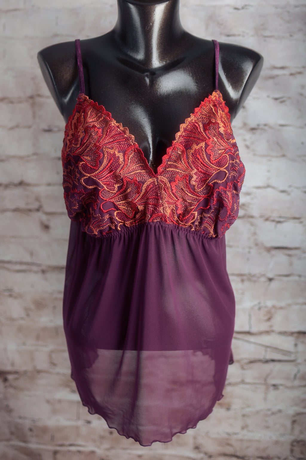 Cacique Embroidered Babydoll Chemise Lingerie Purple Size 22/24