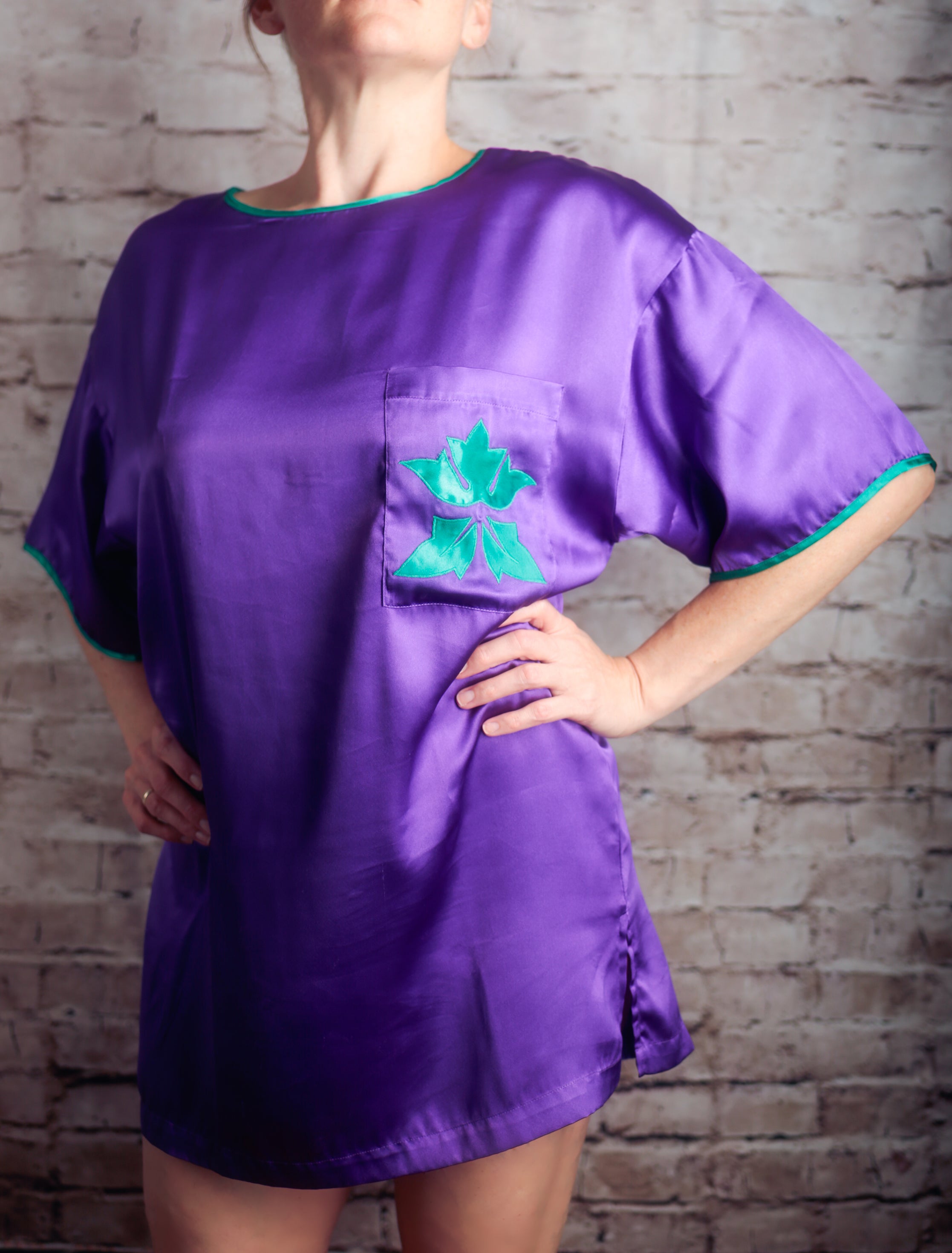 Victoria's Secret Vintage Gold Label Purple Tunic Nightgown Lingerie: Size Small