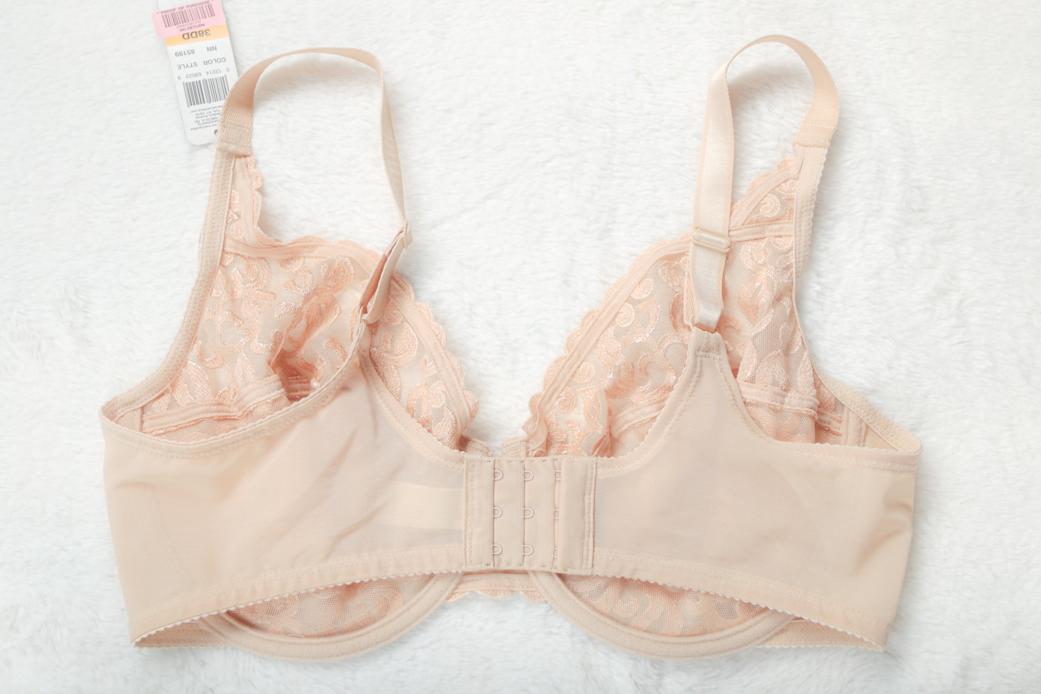 Wacoal 38DD Arabesque 85199 Full Coverage Unlined Lace Underwire Bra Beige NEW