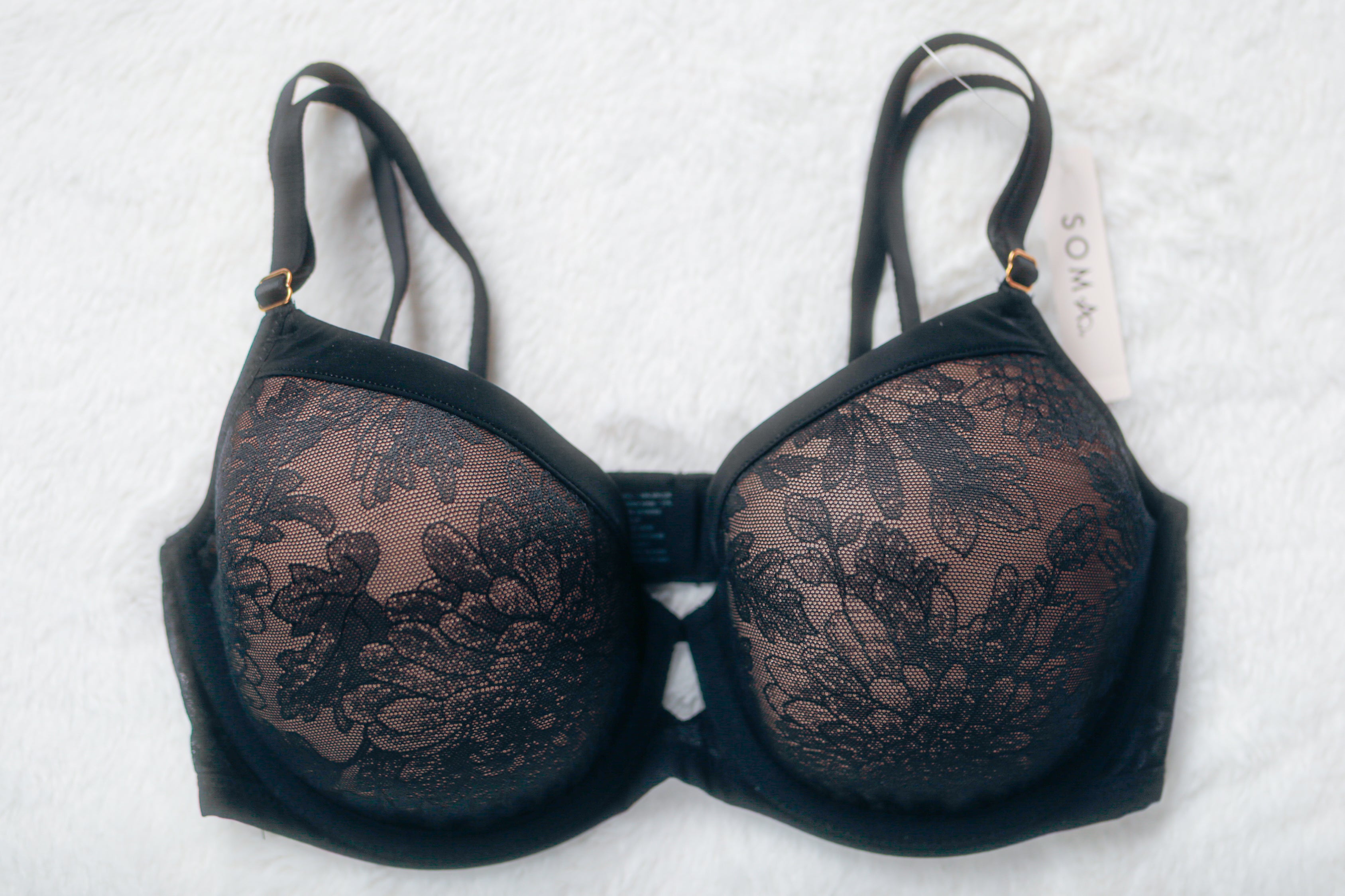 Soma 34D Lightest Lift Perfect Coverage Lace Breathable Spacer Foam Bra Black NEW