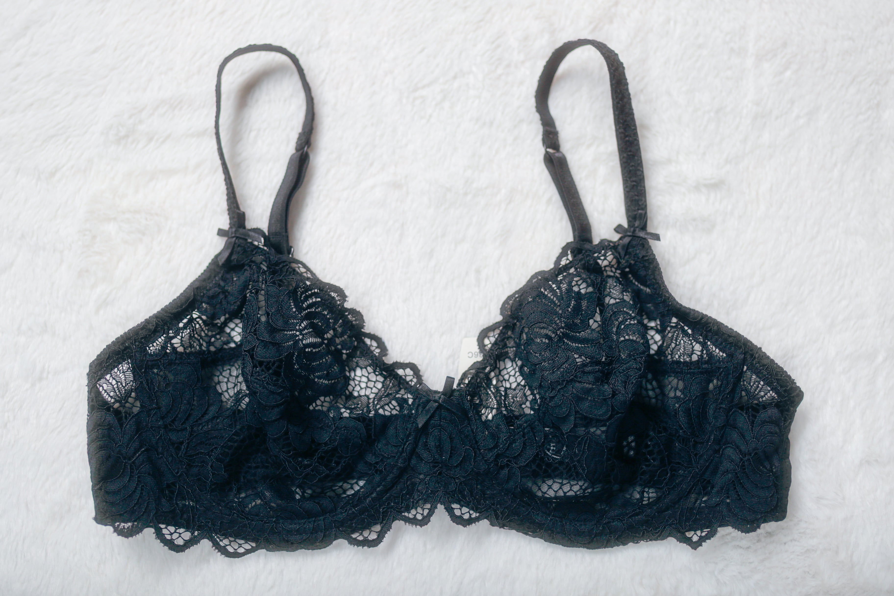 Adore Me 36C Cinthia Unlined Lace Full Coverage Underwire Bra Black NEW