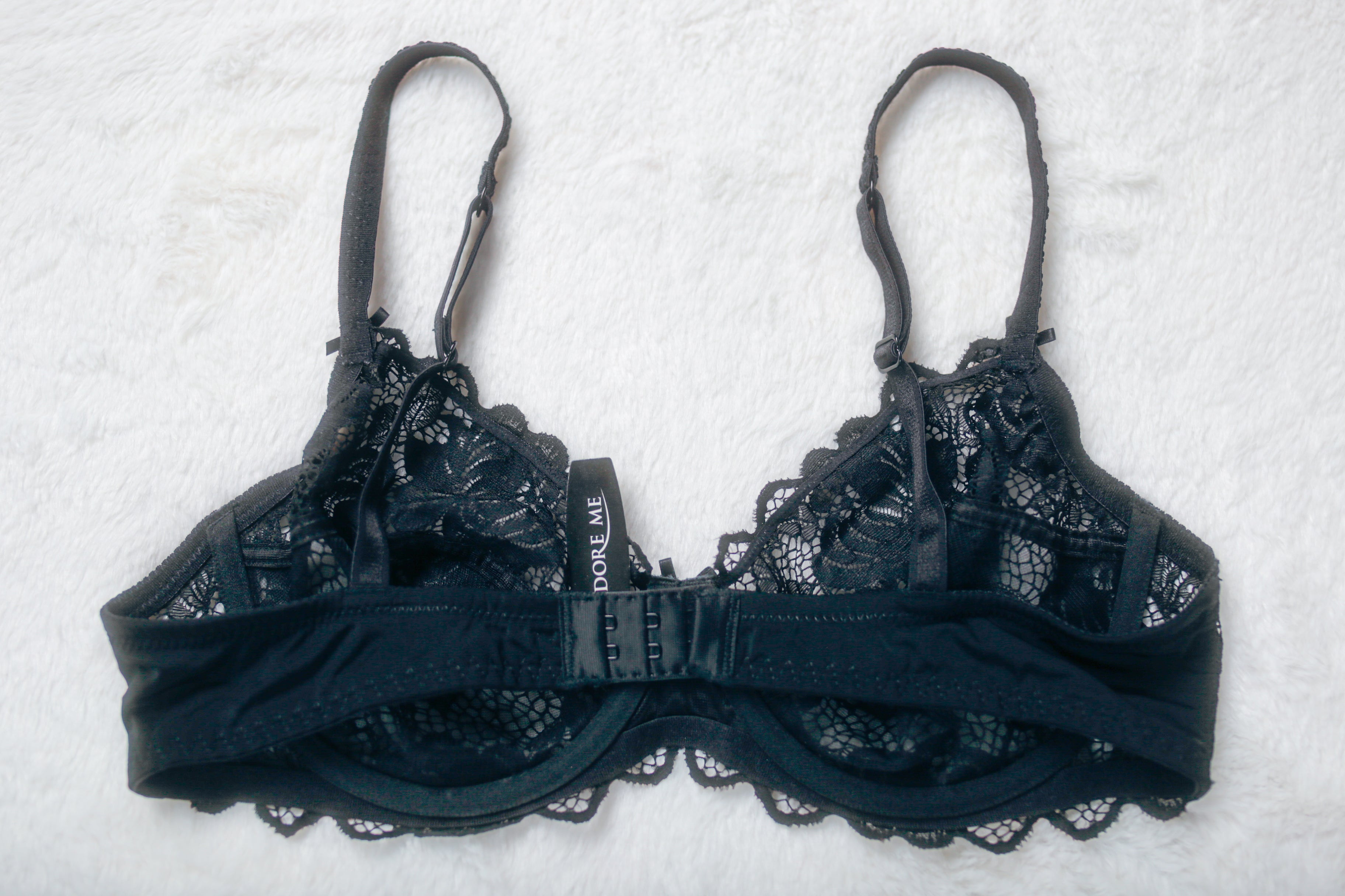 Adore Me 36C Cinthia Unlined Lace Full Coverage Underwire Bra Black NEW