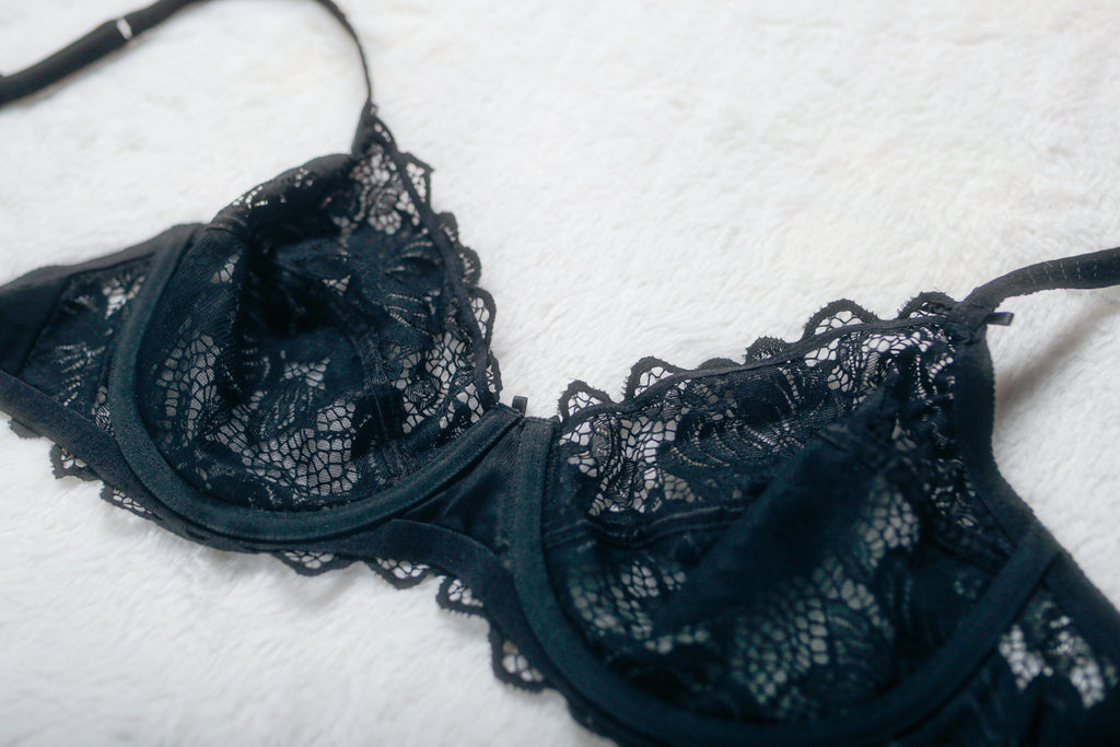 Adore Me 36C Cinthia Unlined Lace Full Coverage Underwire Bra Black NEW