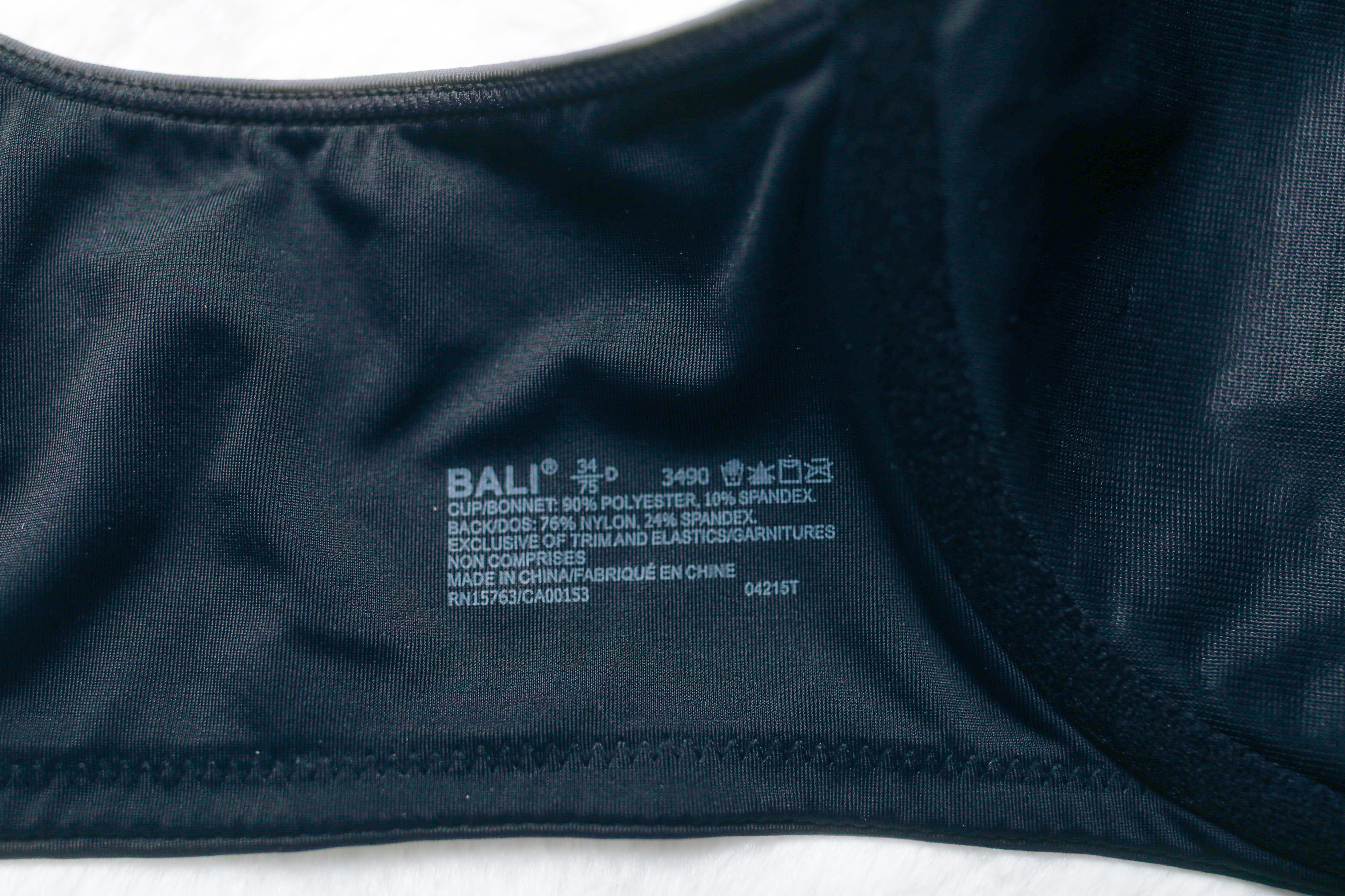Bali 34D One Smooth U Minimizer 3490 Full Coverage Underwire Bra Black NEW