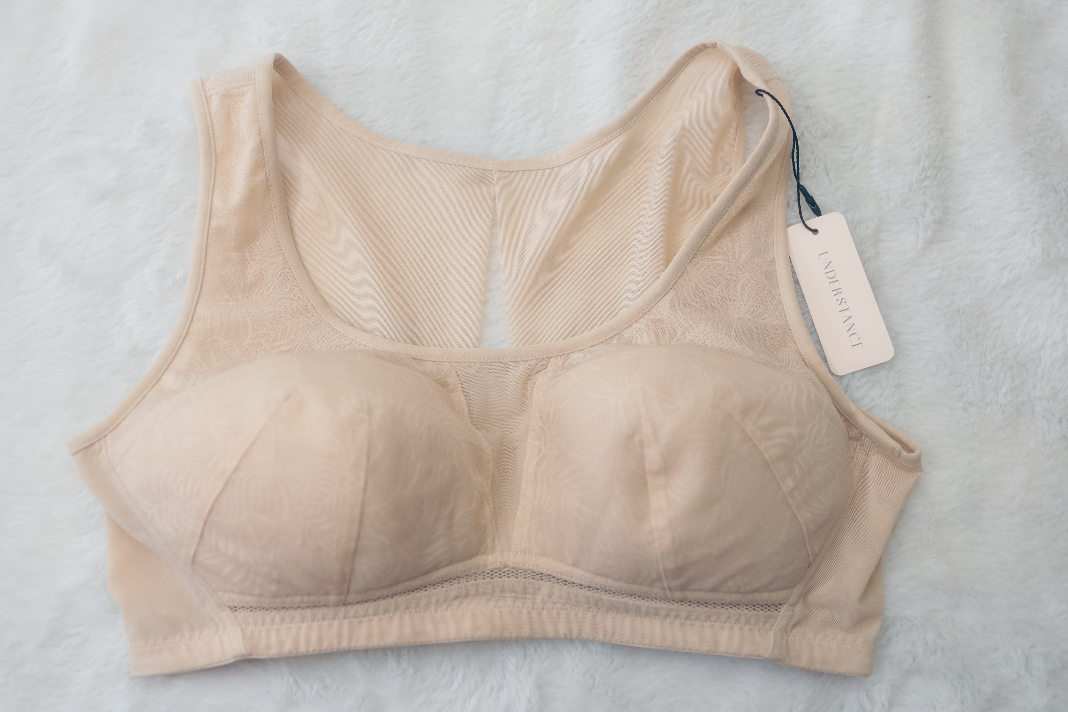 Understance Amber Smooth Lace Wireless Tank Bra Beige 34C/D NEW