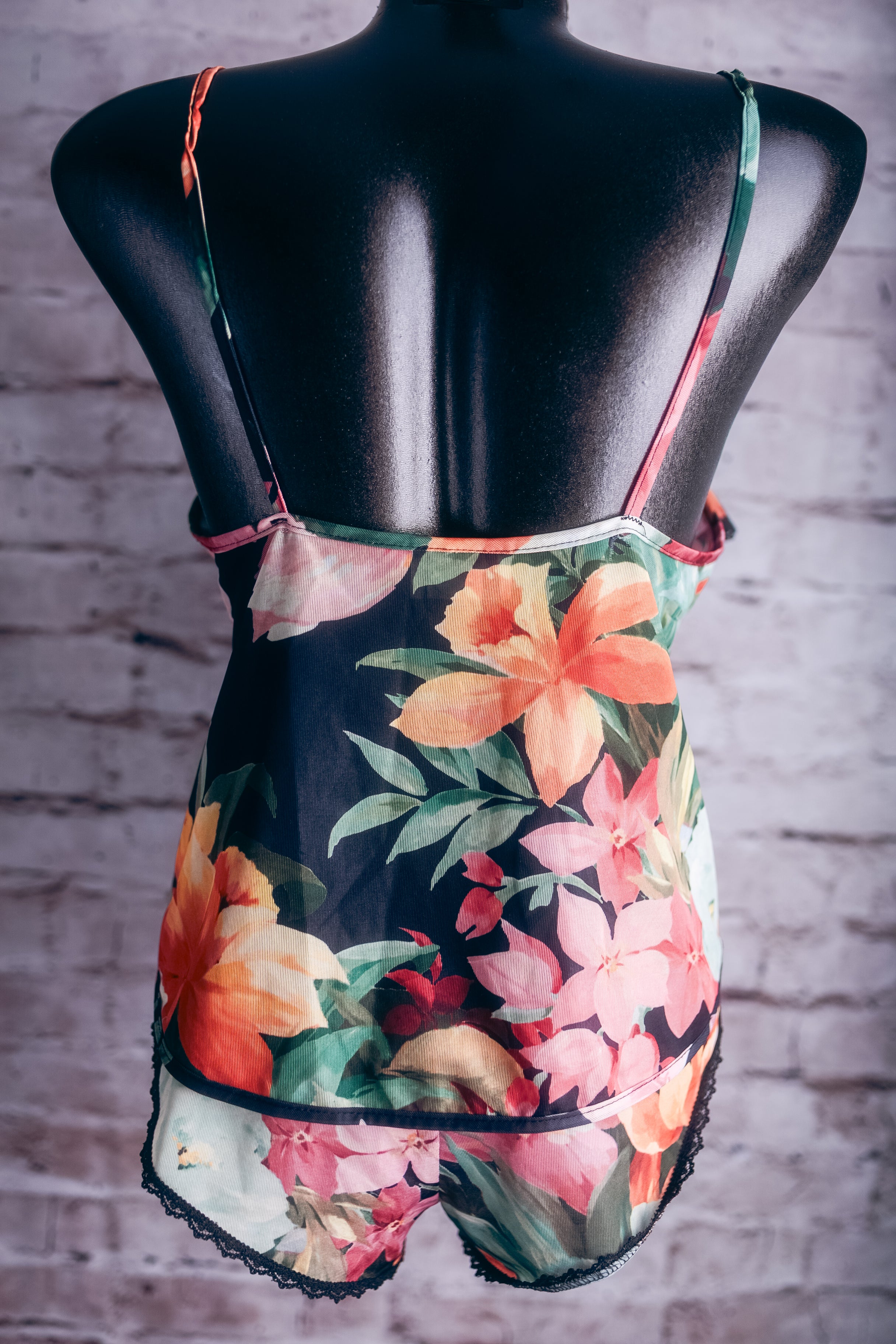 Feather Bed intimates Vintage Floral Ruffled Chemise and Shorts Lingerie Set Small