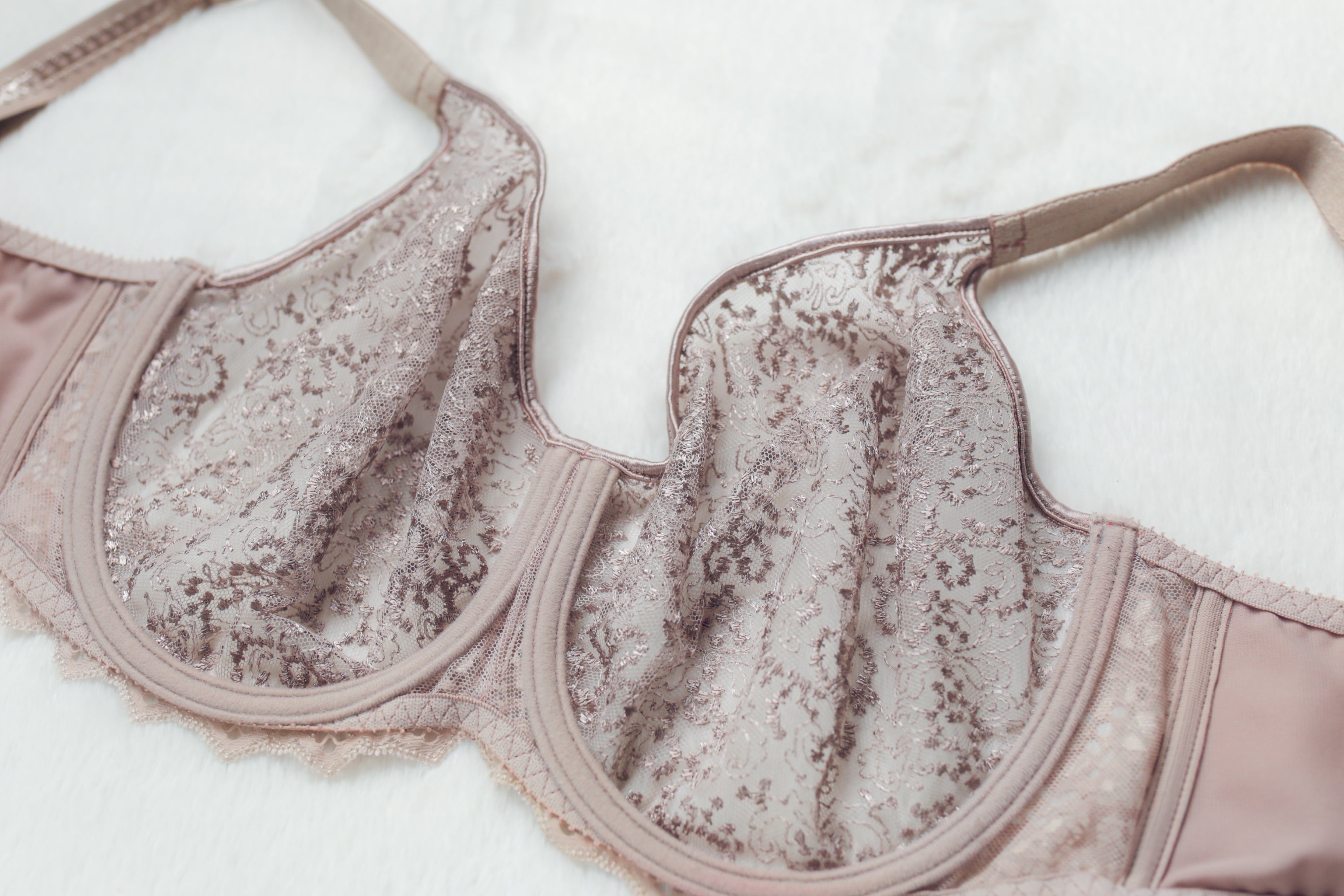 Empreinte 32F Cassiopee Seamless Embroidery Unlined Breathable Full Coverage Bra Beige