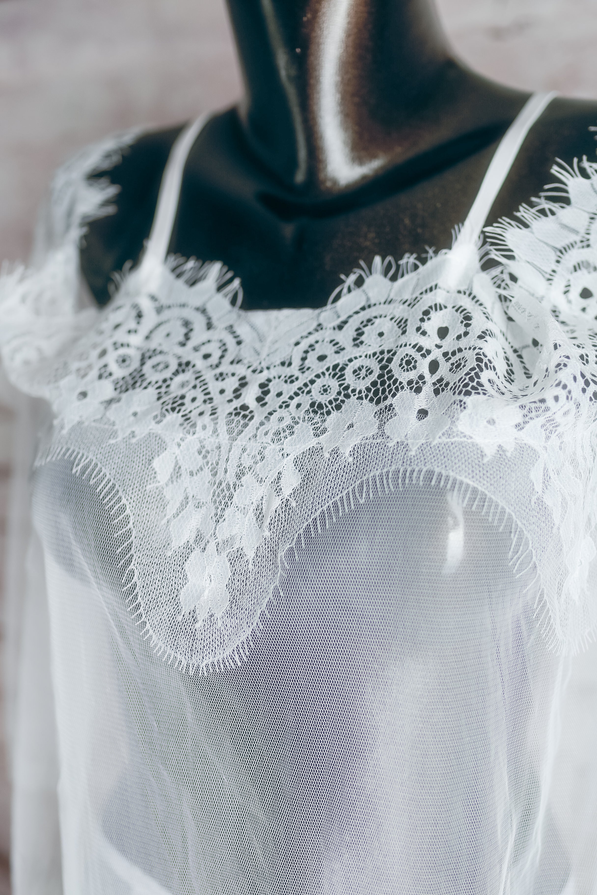 Sheer Mesh and Lace Chemise and Panty Set Lingerie White Medium NEW