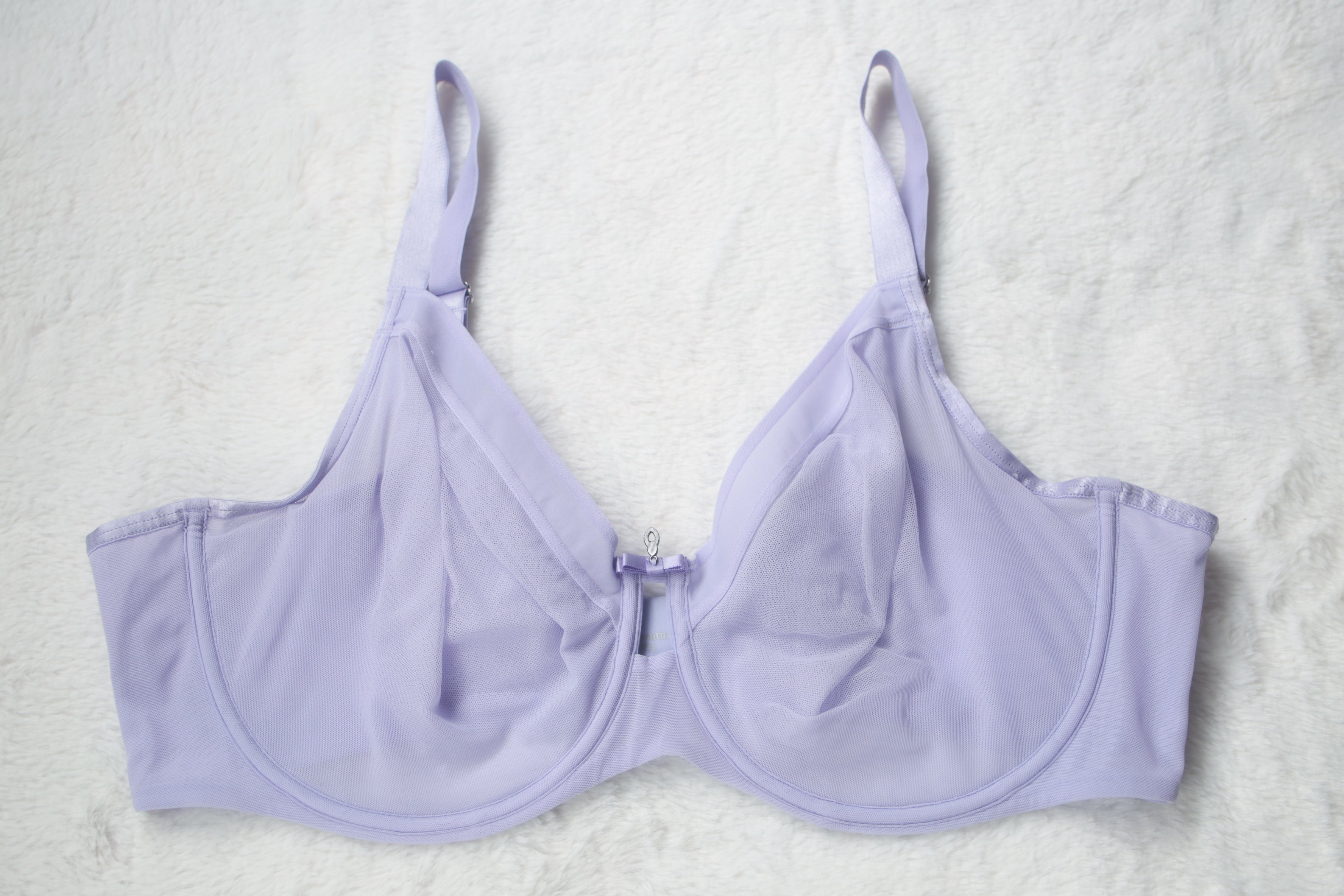 Curvy Couture 40DDD Unlined Breathable Mesh Full Coverage Bra Purple
