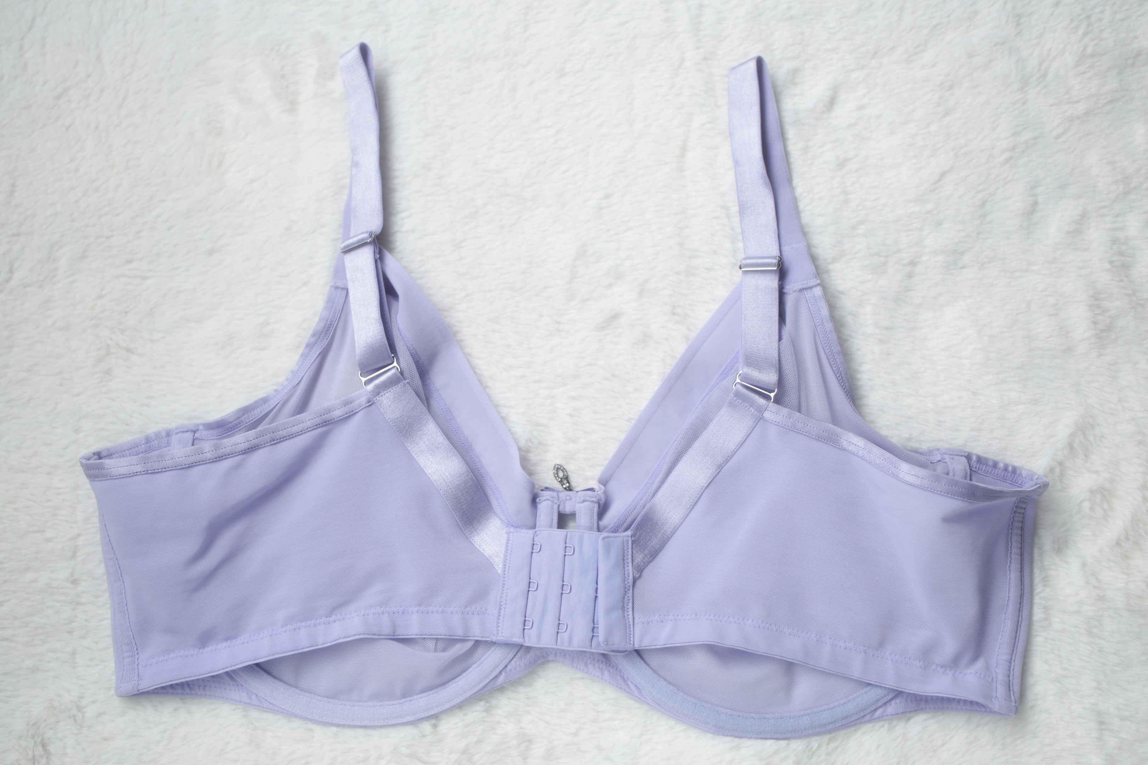 Curvy Couture 40DDD Unlined Breathable Mesh Full Coverage Bra Purple