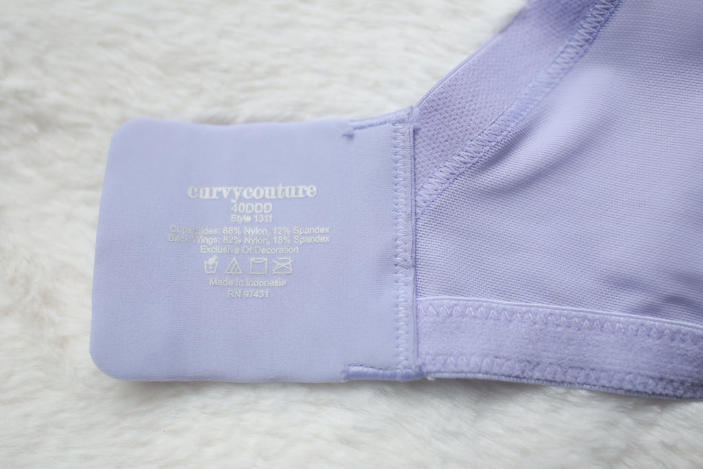 Curvy Couture 40DDD Unlined Breathable Mesh Full Coverage Bra Purple