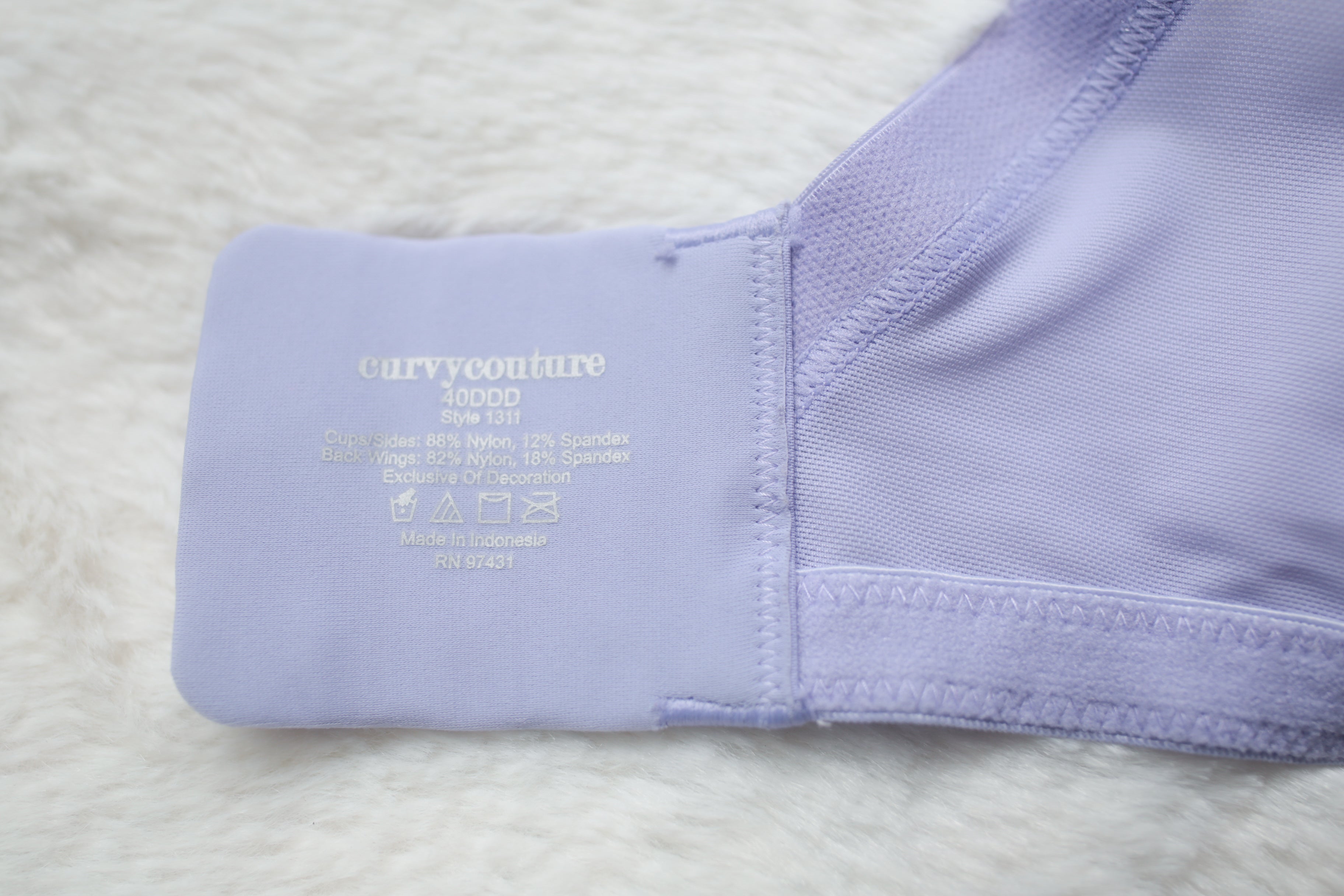 Curvy Couture 40DDD Unlined Breathable Mesh Full Coverage Bra Purple