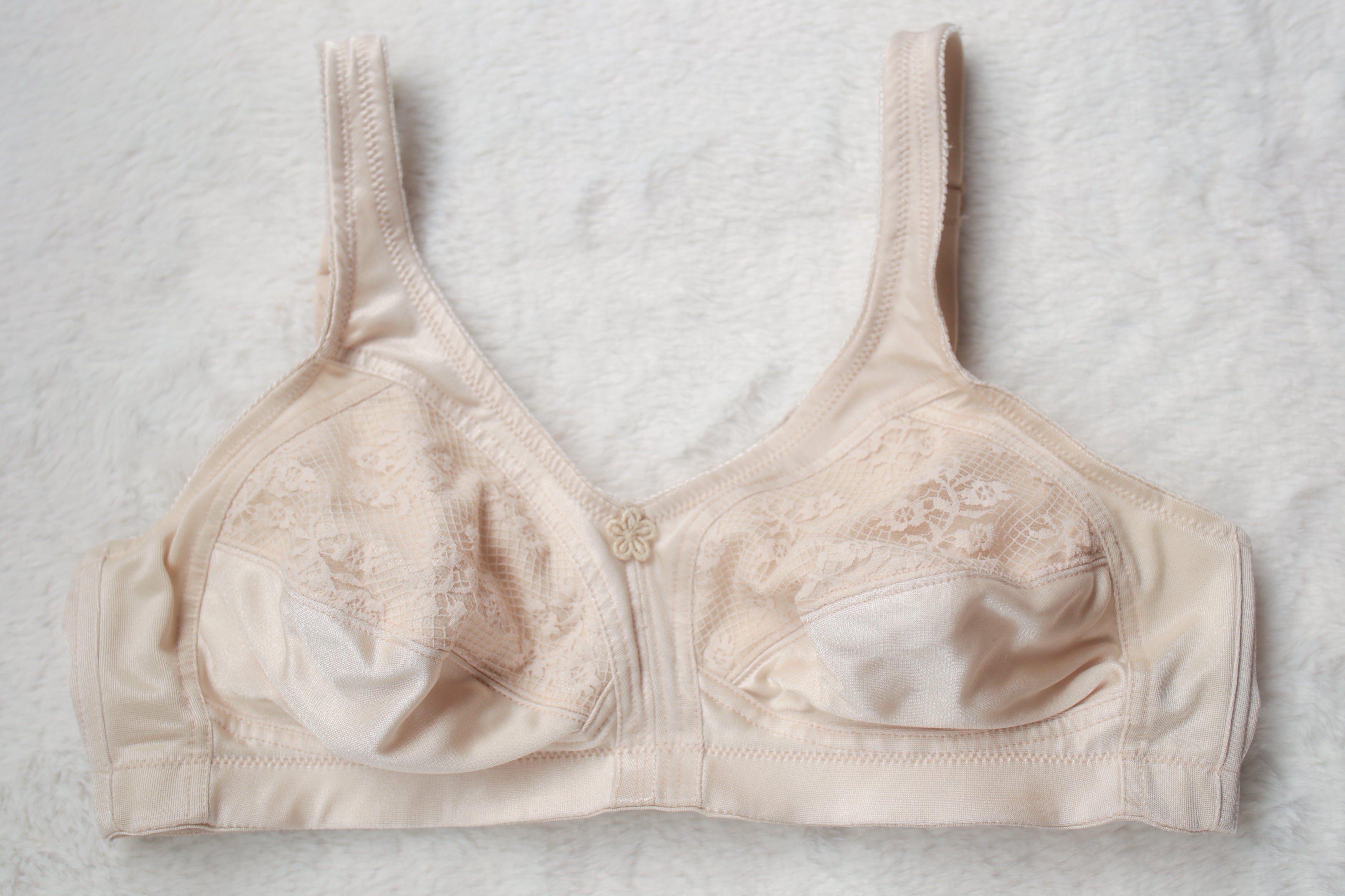 Underscore 36B Retro Full Coverage Wireless Satin Bra Beige