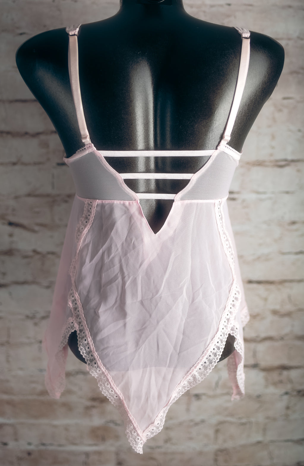 Rampage Coquette Eyelet Lace Mesh Sheer Chemise Lingerie Medium Pink