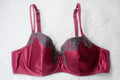 Ambrielle 42C Satin Burlesque Underwire Balconette Bra Red