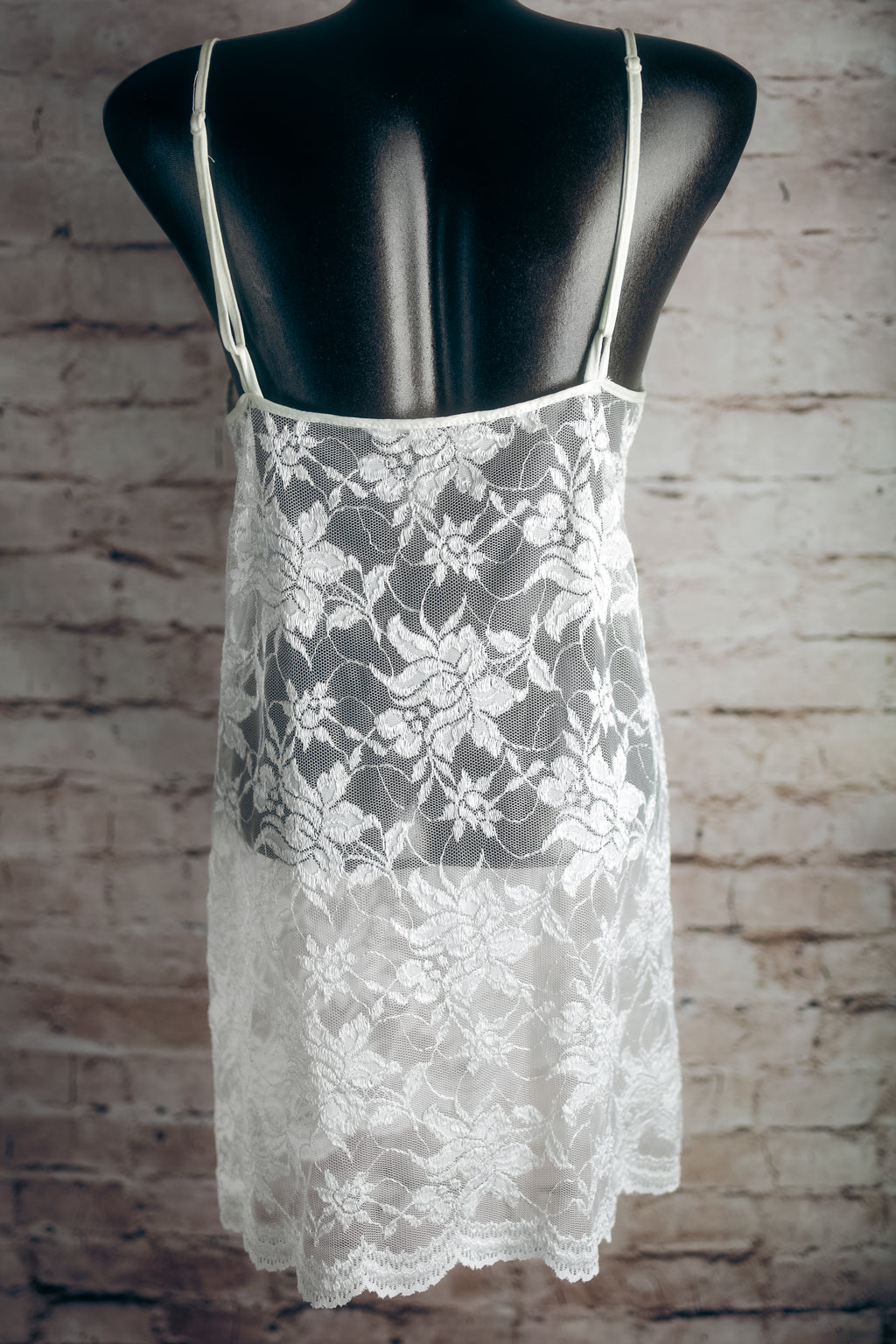 Lady Cameo Sheer Lace Chemise Lingerie White Large