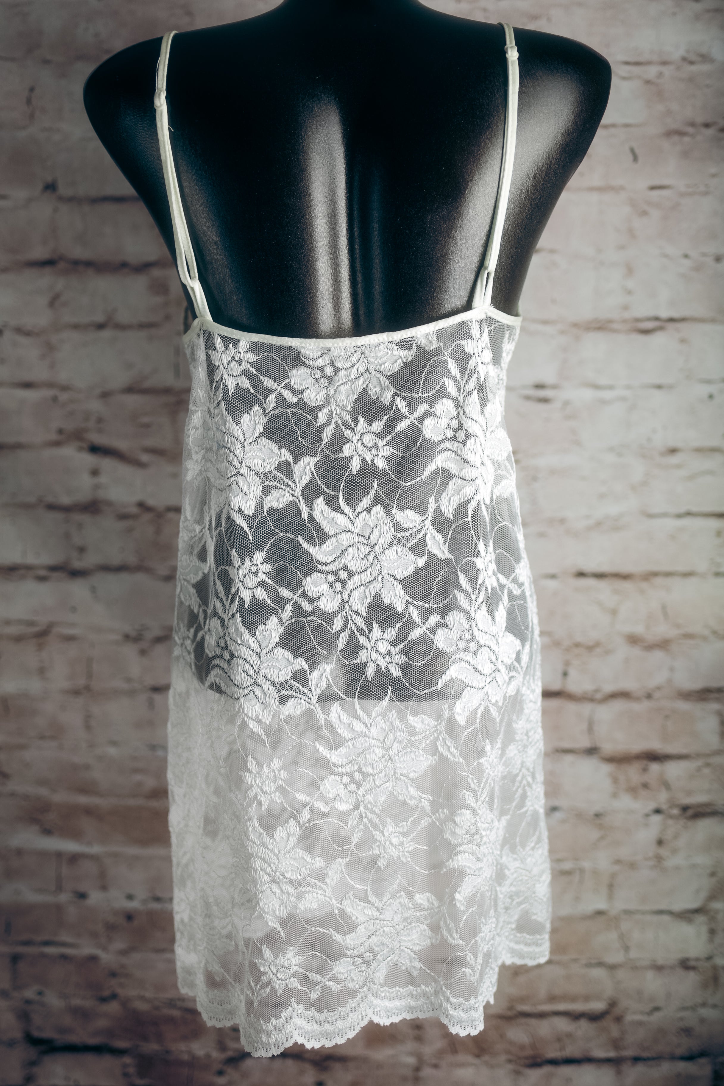 Lady Cameo Sheer Lace Chemise Lingerie White Large