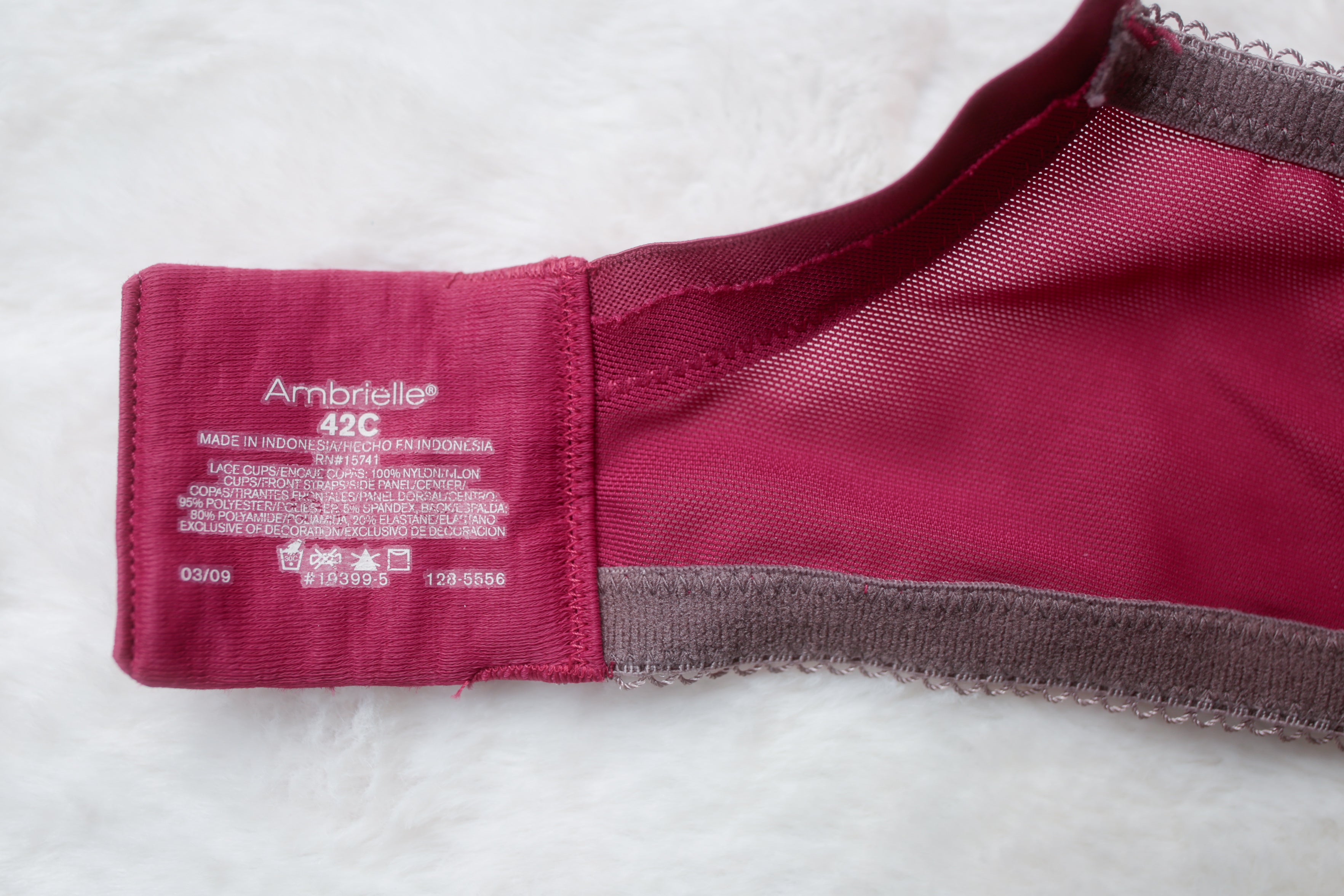 Ambrielle 42C Satin Burlesque Underwire Balconette Bra Red