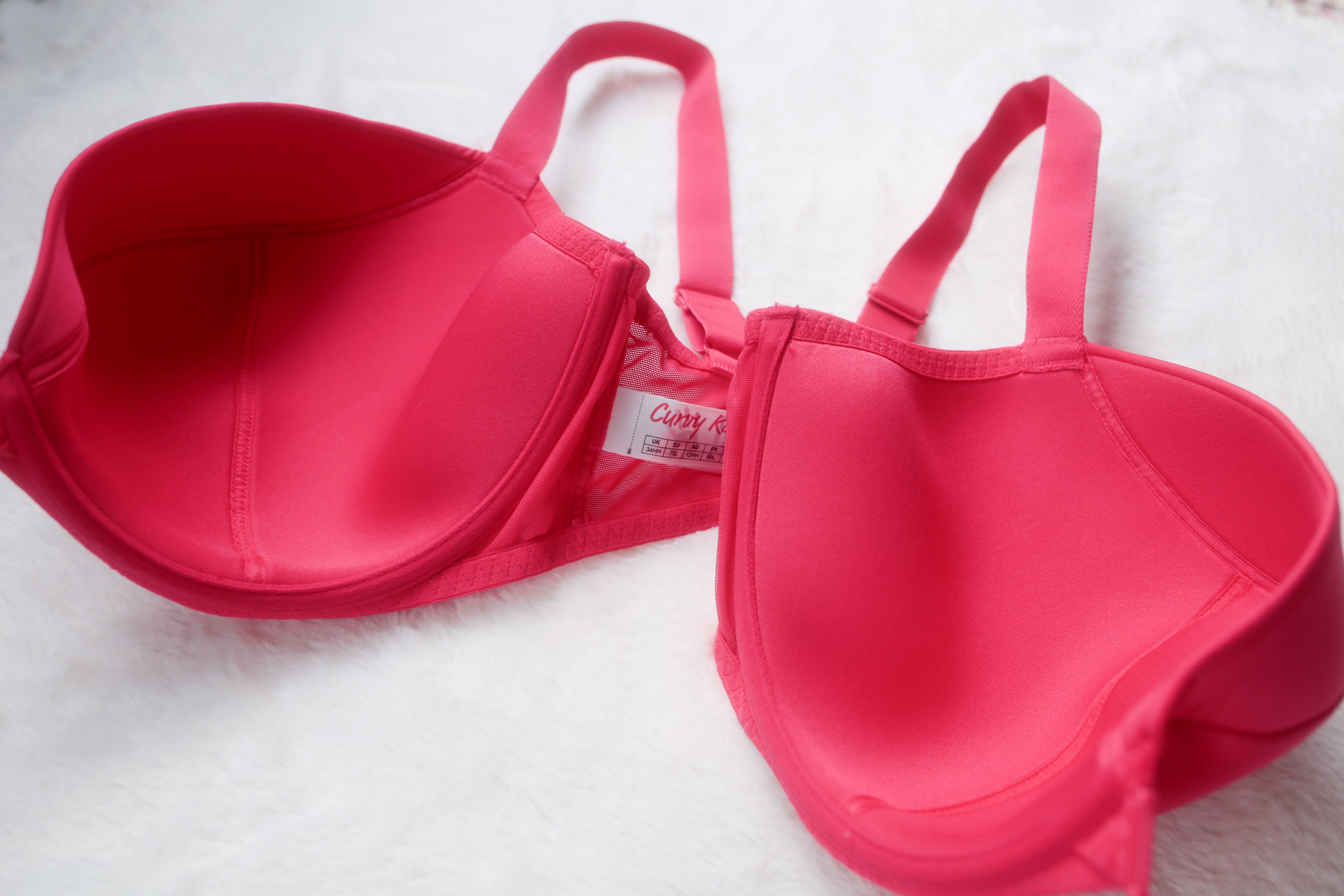 Curvy Kate US 34L UK 34HH Superplunge Kiss Padded Plunge Front Close Underwire Bra Pink