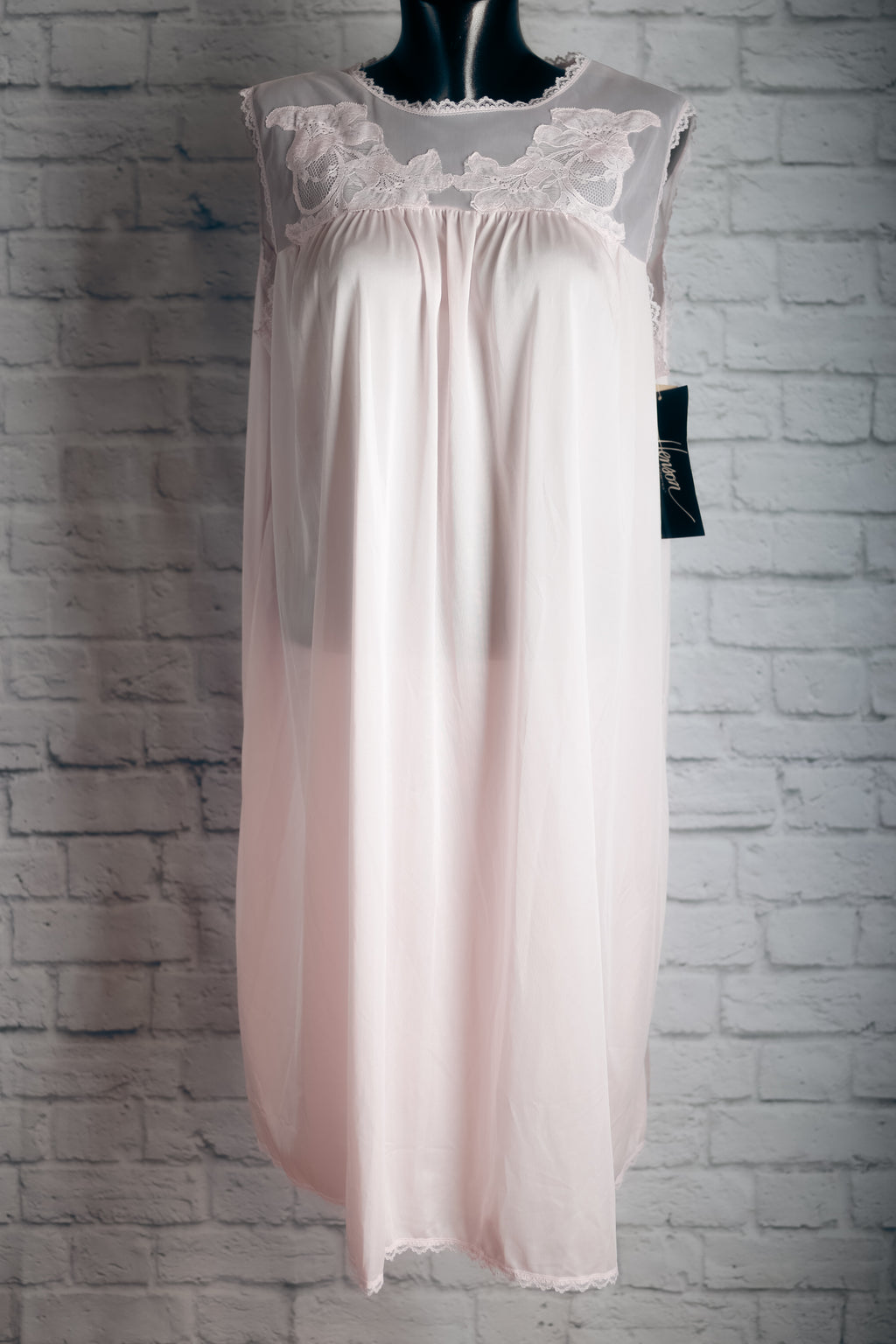 Henson Kickernick Vintage Semi-sheer Satin Lace Nightgown Large NEW