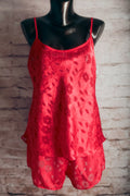 Cinema Etoile Vintage Chemise and Shorts Set Lingerie Large Red