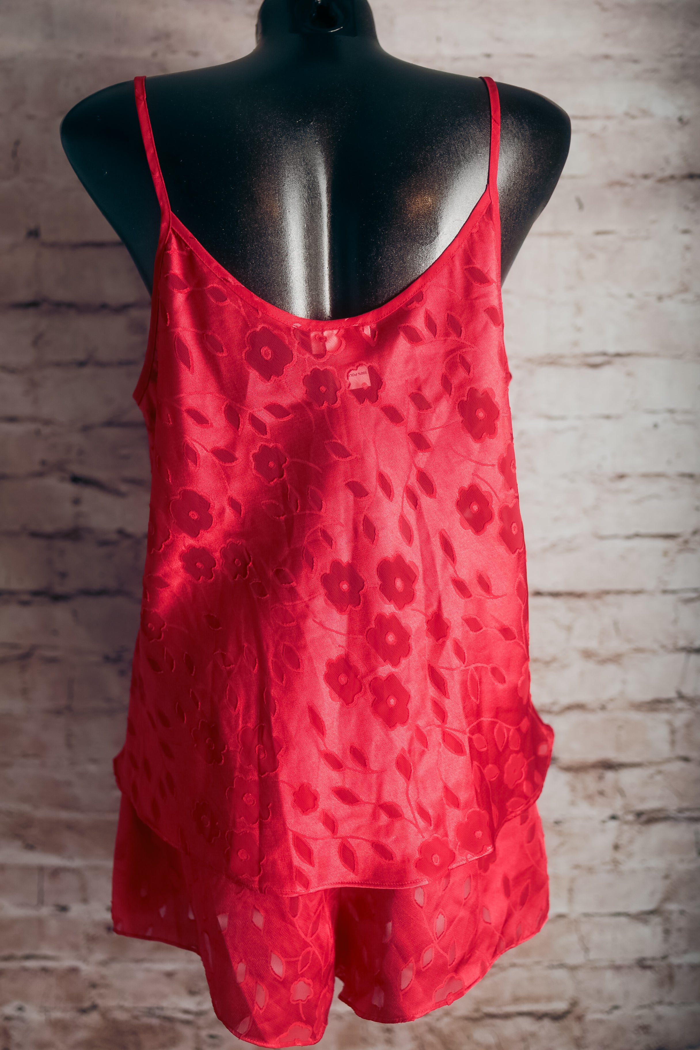 Cinema Etoile Vintage Chemise and Shorts Set Lingerie Large Red