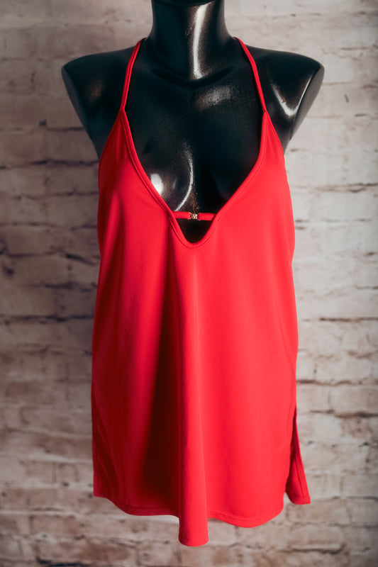 Victoria's Secret Vintage Y2K Racerback Plunge Chemise Lingerie Medium Red