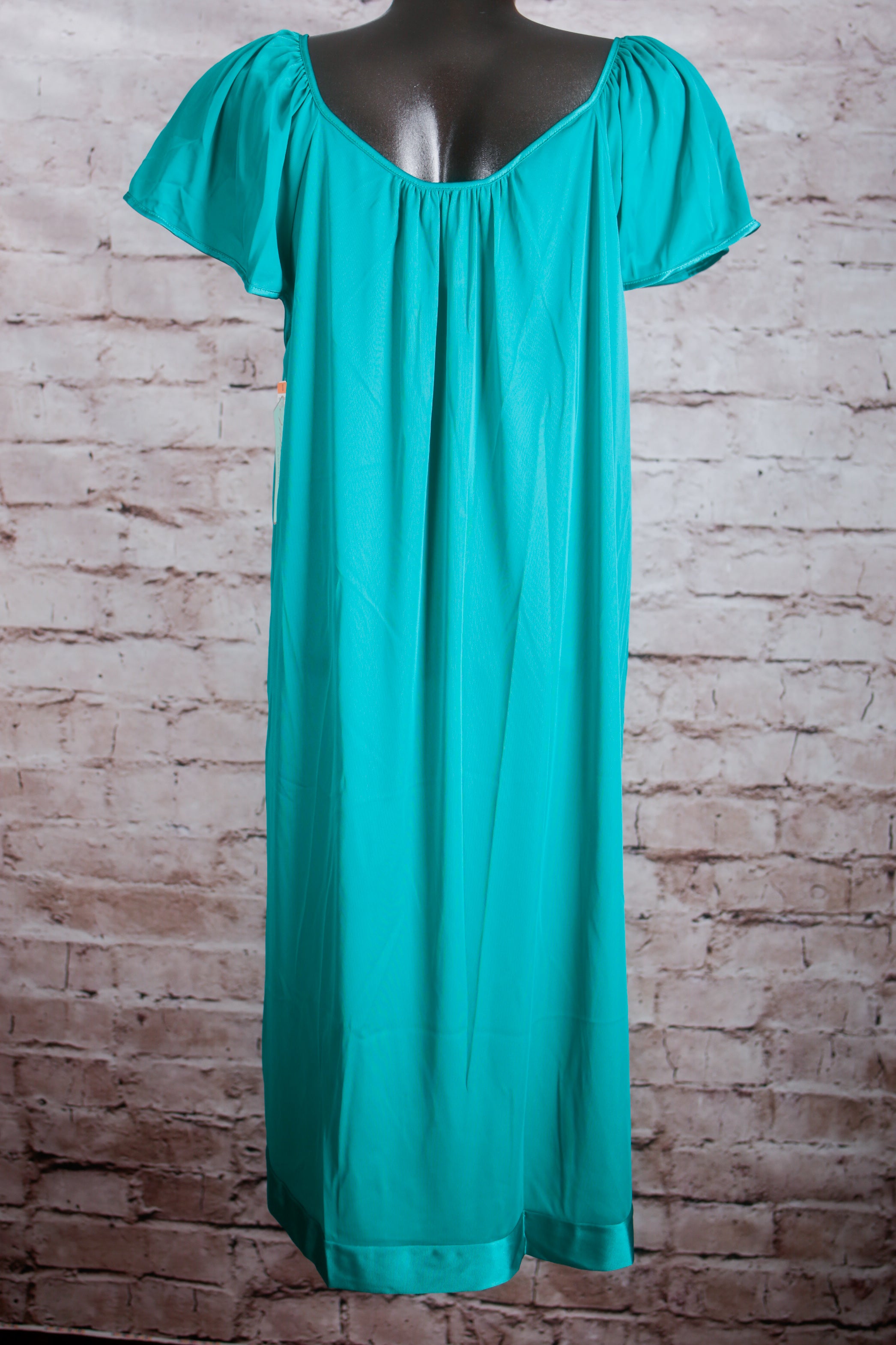 Vanity Fair Vintage Satin Embroidered Slip Peignoir Negligee Nightgown Small Emerald Green NEW