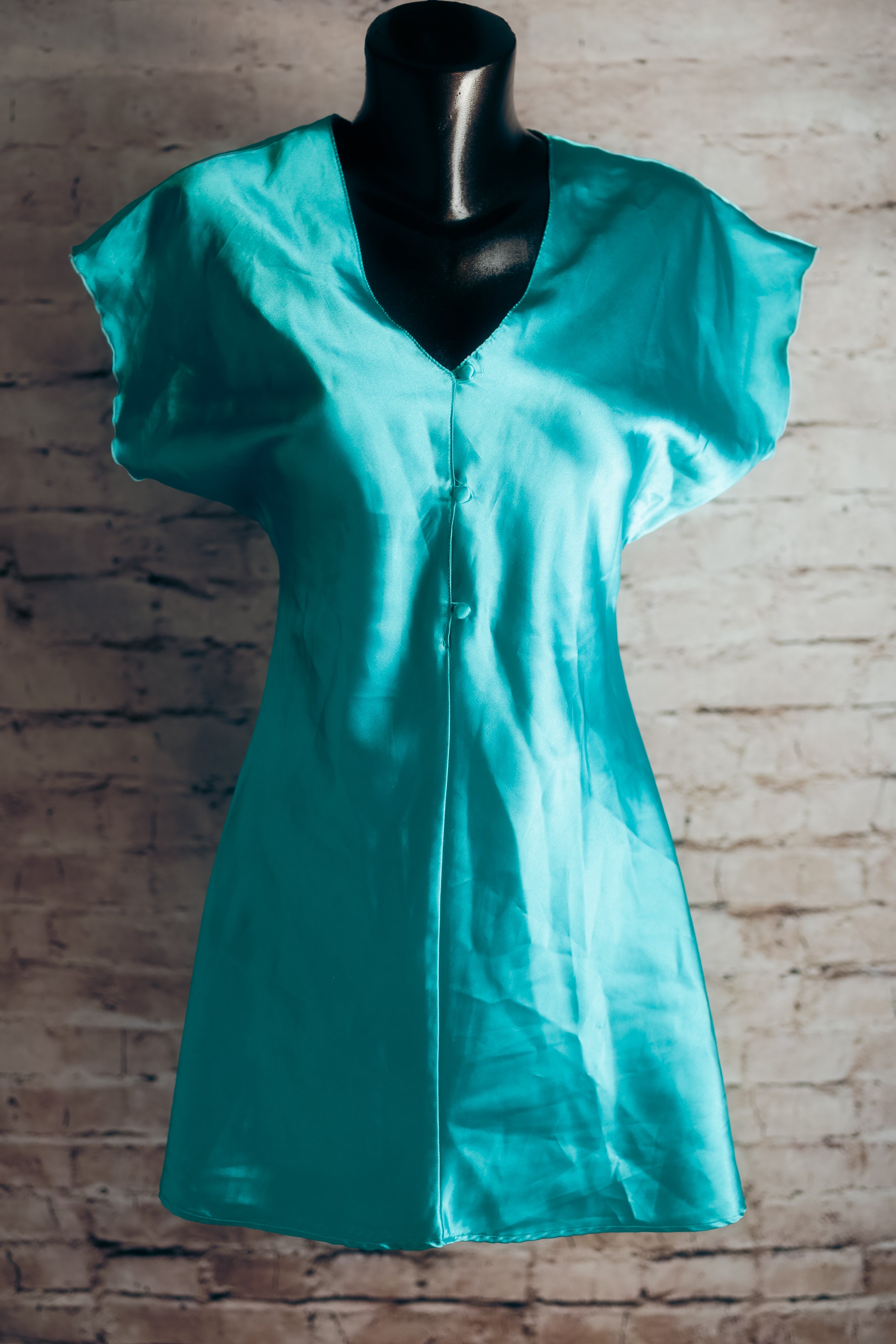 Victoria's Secret Vintage Gold Label Teal Chemise Nightgown Lingerie Large