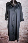 Vanity Fair Vintage Satin Embroidered Button Front Slip Peignoir Negligee Nightgown Small Black NEW