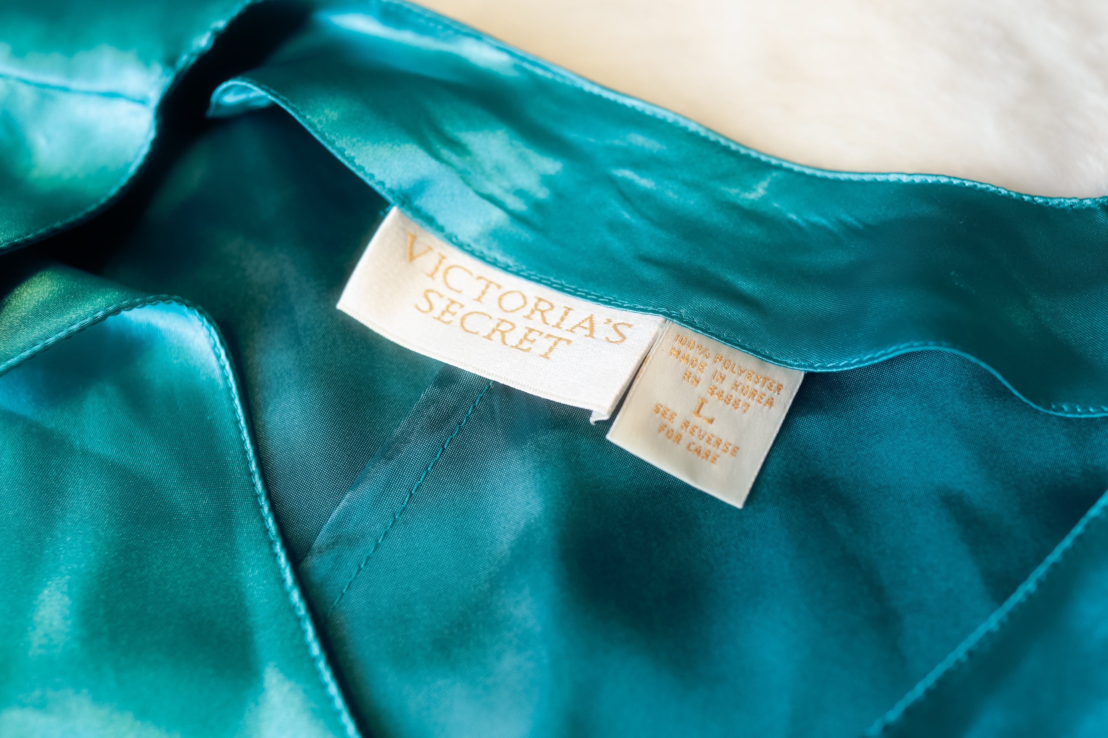 Victoria's Secret Vintage Gold Label Teal Chemise Nightgown Lingerie Large