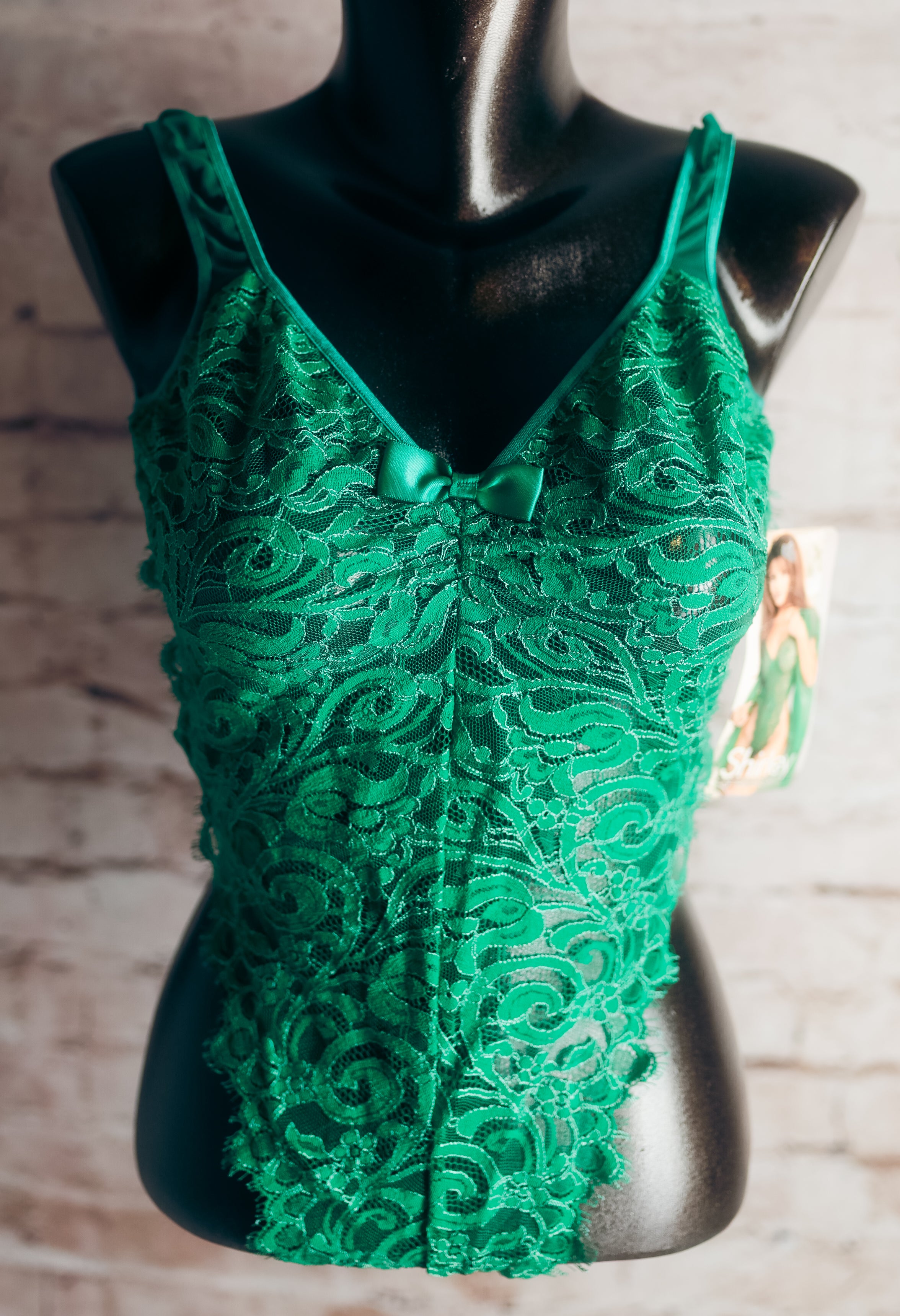 Shirley of Hollywood Surprise Parties Branded High-waist Thong Teddy Lingerie Large Green NEW