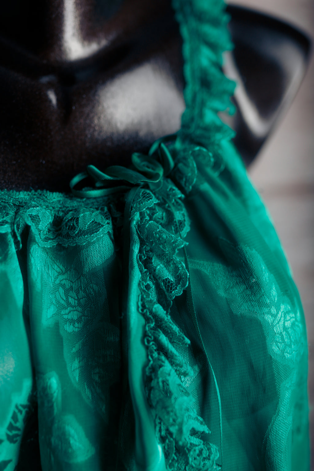 Surprise Parties Vintage 90s Lace Open-front Chemise Lingerie Green