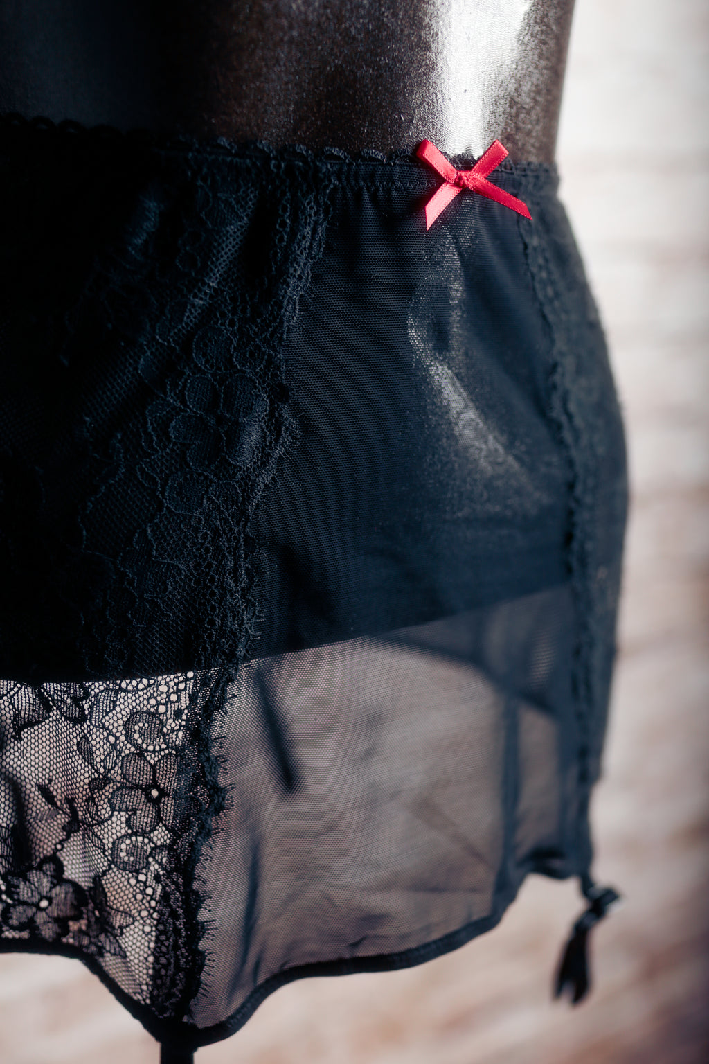 Adore Me Milena Lace-up Garter Suspenders Small Black NEW