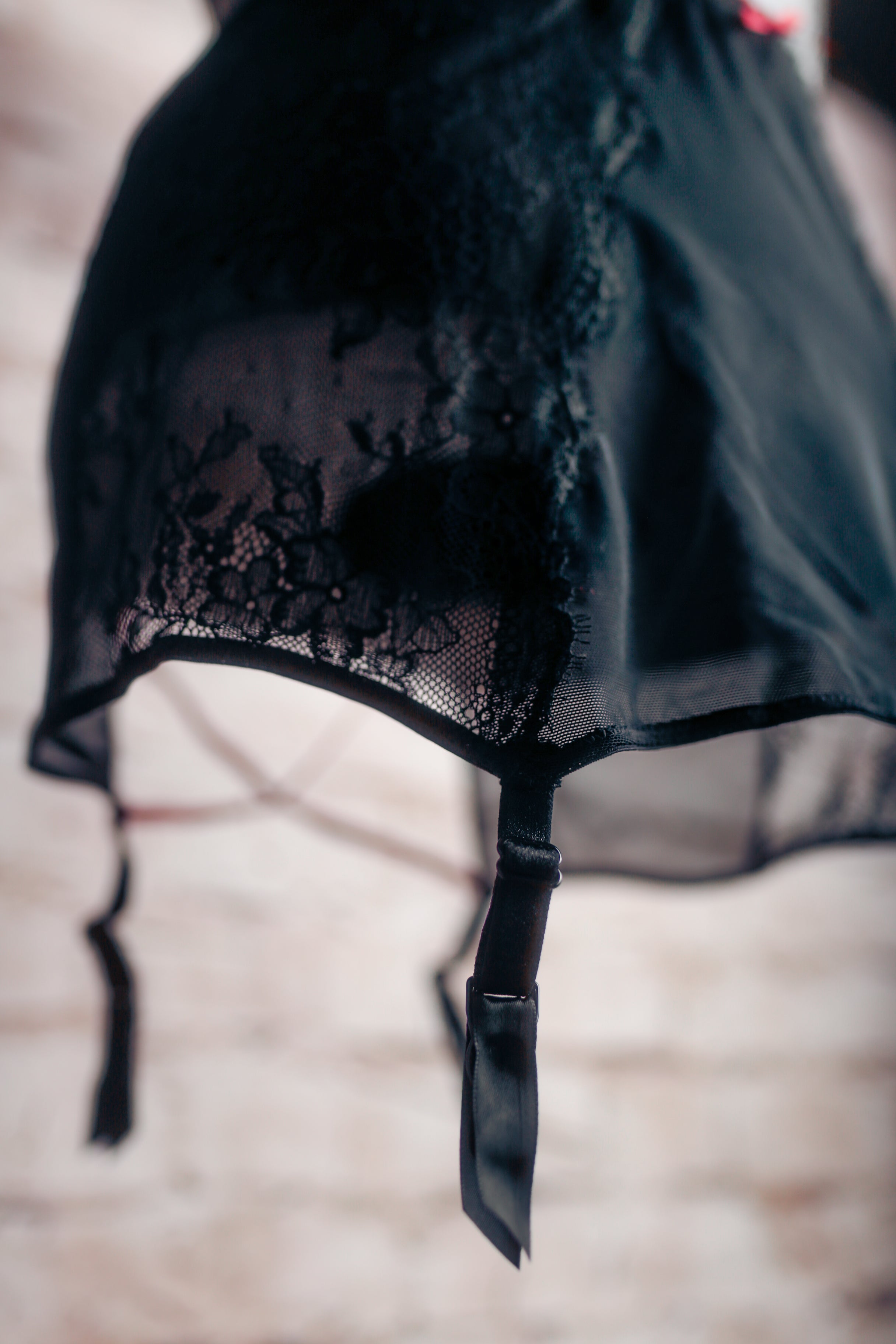 Adore Me Milena Lace-up Garter Suspenders Small Black NEW