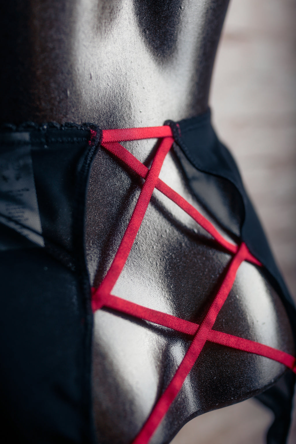 Adore Me Milena Lace-up Garter Suspenders Small Black NEW